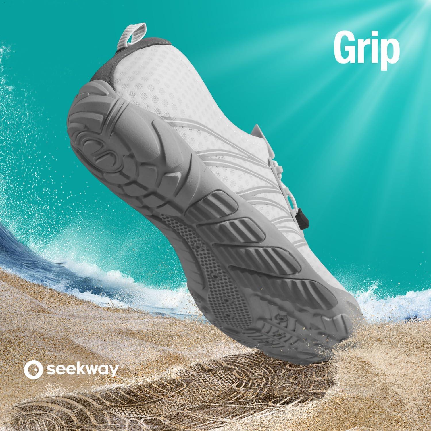 imageSEEKWAY Water Shoes Men Women Adult QuickDry Aqua Sock Barefoot for Beach Swim River Pool Lake Hiking Kayaking Surfing1a407 White