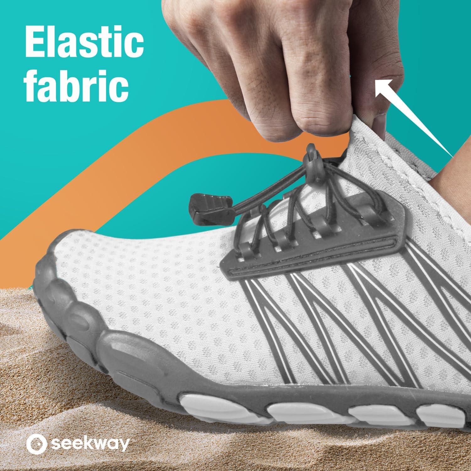 imageSEEKWAY Water Shoes Men Women Adult QuickDry Aqua Sock Barefoot for Beach Swim River Pool Lake Hiking Kayaking Surfing1a407 White