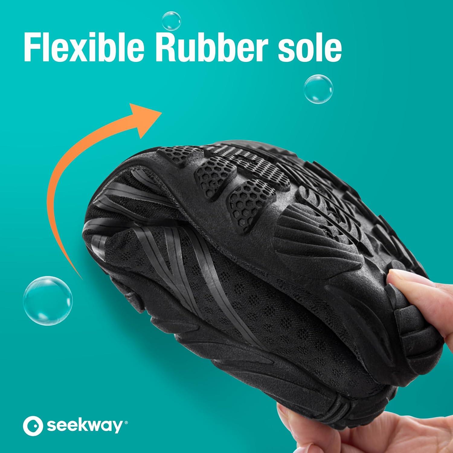 imageSEEKWAY Water Shoes Men Women Adult QuickDry Aqua Sock Barefoot for Beach Swim River Pool Lake Hiking Kayaking Surfing1b406 Black