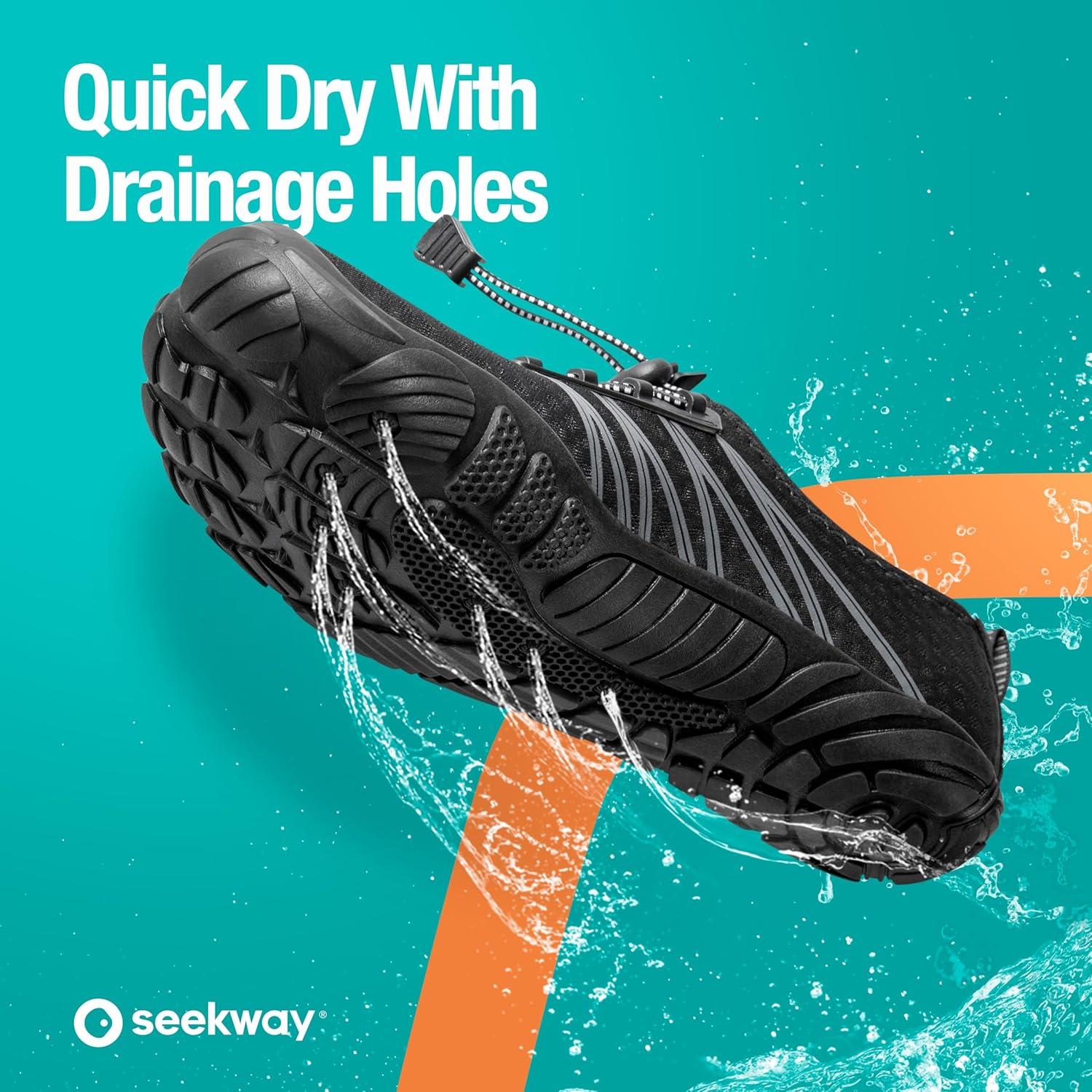 imageSEEKWAY Water Shoes Men Women Adult QuickDry Aqua Sock Barefoot for Beach Swim River Pool Lake Hiking Kayaking Surfing1b406 Black