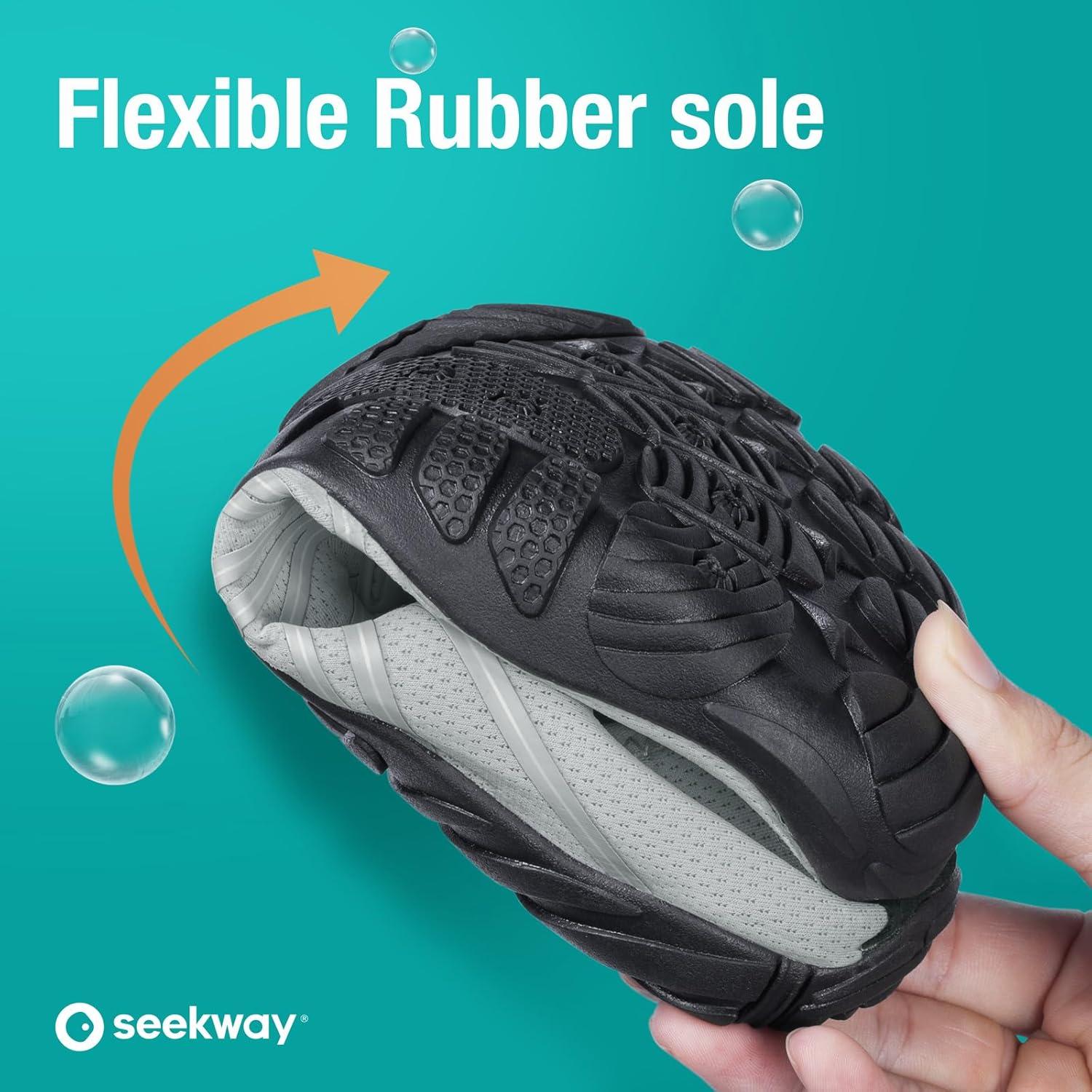 imageSEEKWAY Water Shoes Men Women Adult QuickDry Aqua Sock Barefoot for Beach Swim River Pool Lake Hiking Kayaking Surfing1c412 Light Grey