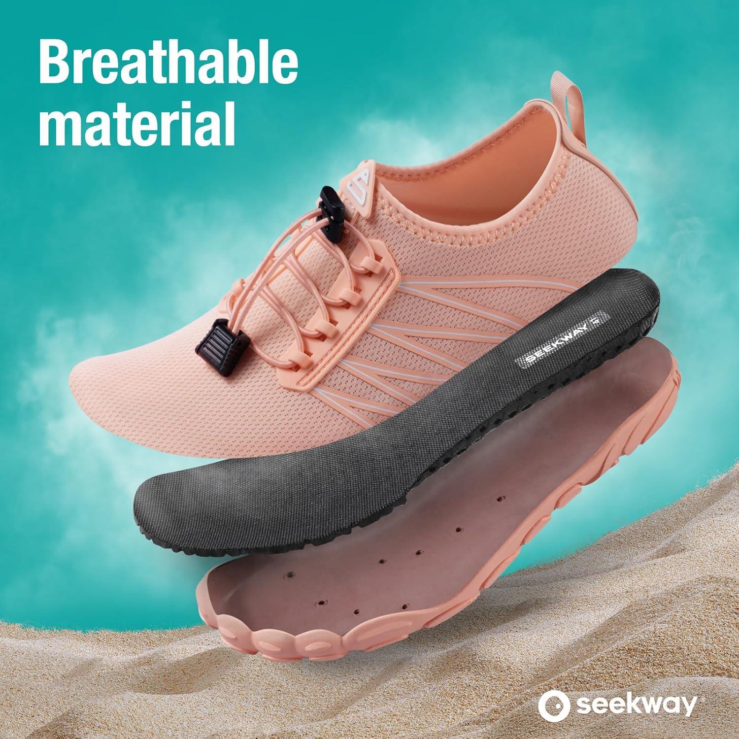 imageSEEKWAY Water Shoes Men Women Adult QuickDry Aqua Sock Barefoot for Beach Swim River Pool Lake Hiking Kayaking Surfing1d413 Nude Pink