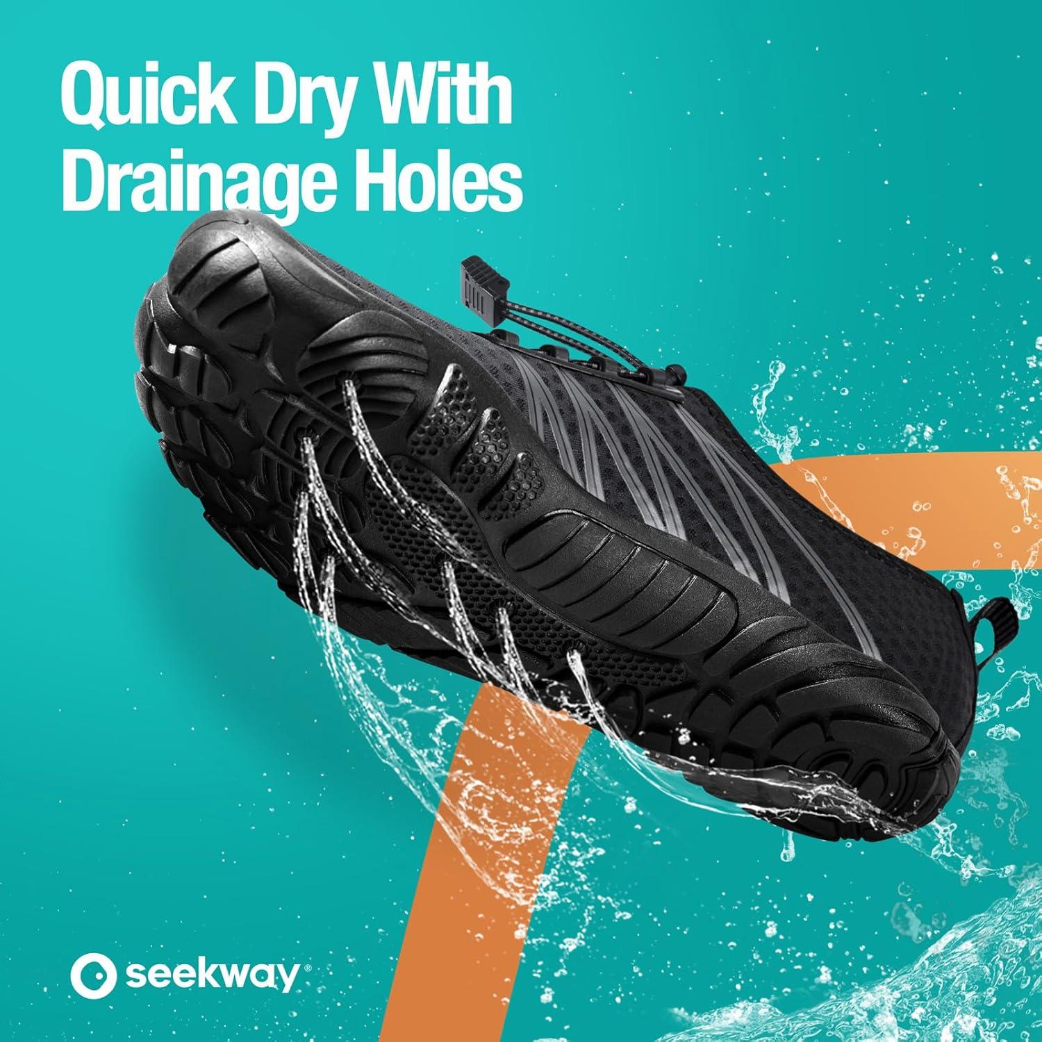 imageSEEKWAY Water Shoes Men Women Adult QuickDry Aqua Sock Barefoot for Beach Swim River Pool Lake Hiking Kayaking Surfing1g455 Gradient Dark Grey