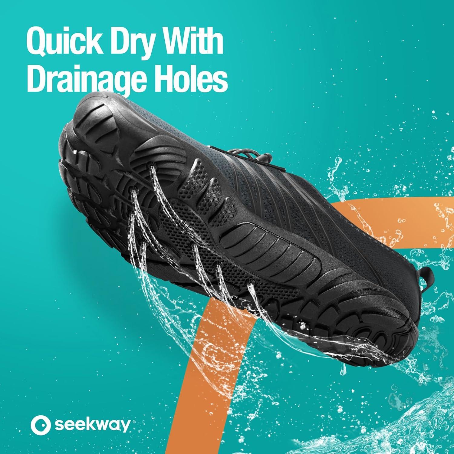 imageSEEKWAY Water Shoes Men Women Adult QuickDry Aqua Sock Barefoot for Beach Swim River Pool Lake Hiking Kayaking Surfing1h416 Gradient Dark Grey