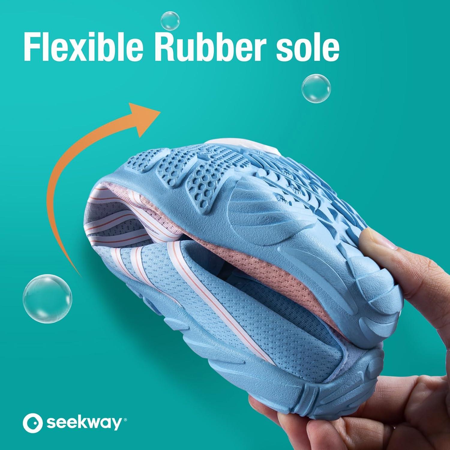 imageSEEKWAY Water Shoes Men Women Adult QuickDry Aqua Sock Barefoot for Beach Swim River Pool Lake Hiking Kayaking Surfing1h417 Gradient Blue Pink