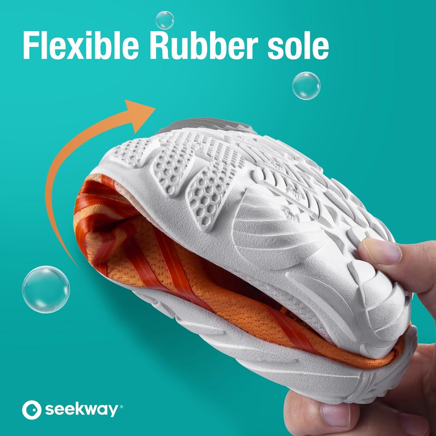 imageSEEKWAY Water Shoes Men Women Adult QuickDry Aqua Sock Barefoot for Beach Swim River Pool Lake Hiking Kayaking Surfing1i418 Gradient Orange White