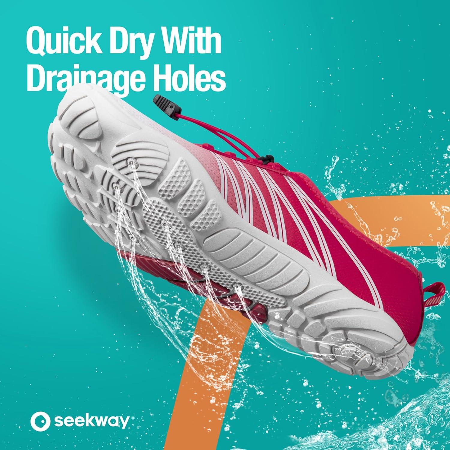 imageSEEKWAY Water Shoes Men Women Adult QuickDry Aqua Sock Barefoot for Beach Swim River Pool Lake Hiking Kayaking Surfing1j419 Gradient Rose White