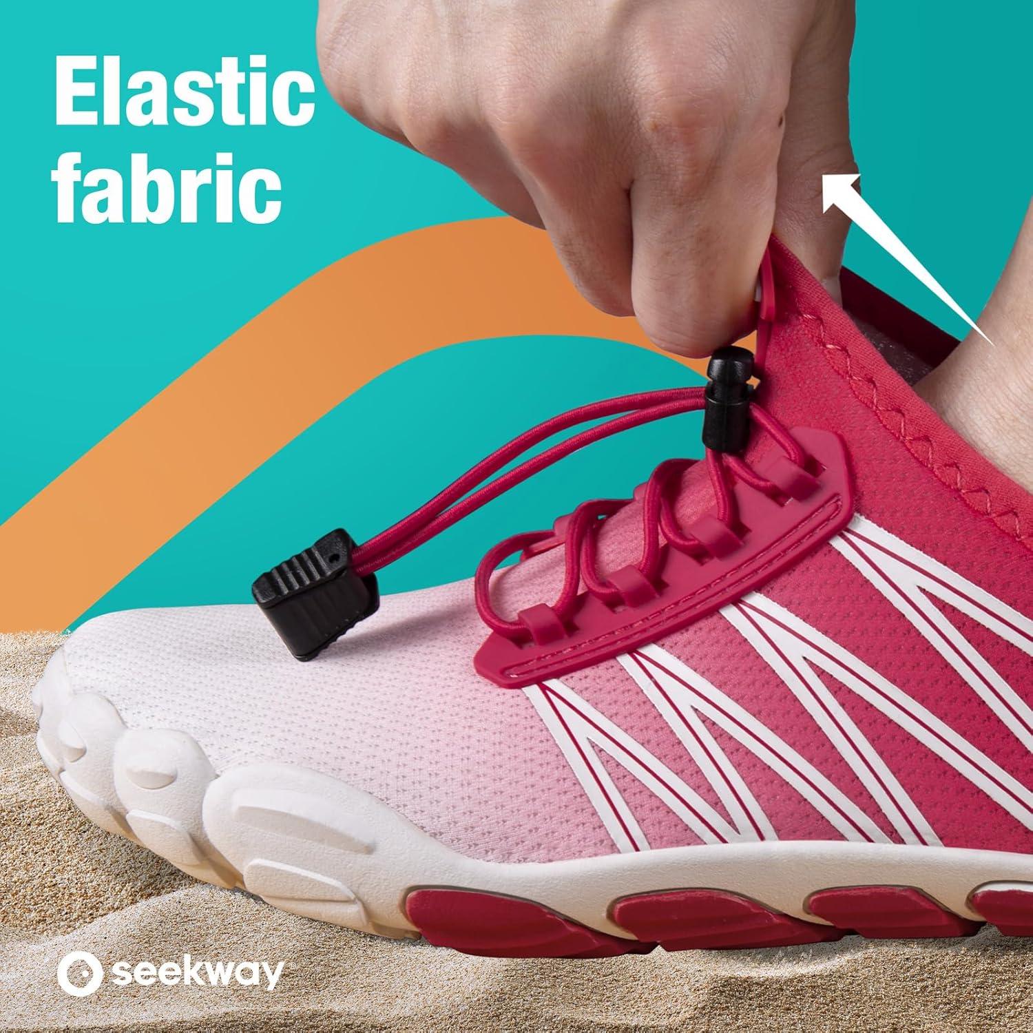 imageSEEKWAY Water Shoes Men Women Adult QuickDry Aqua Sock Barefoot for Beach Swim River Pool Lake Hiking Kayaking Surfing1j419 Gradient Rose White