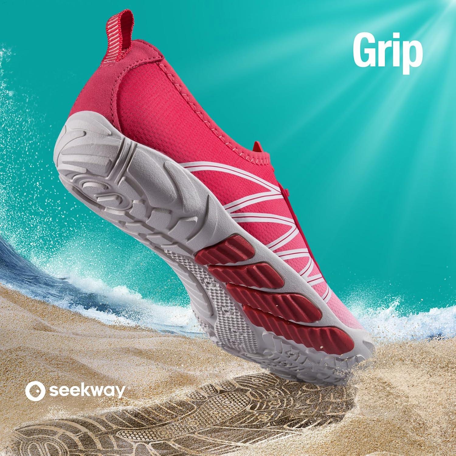 imageSEEKWAY Water Shoes Men Women Adult QuickDry Aqua Sock Barefoot for Beach Swim River Pool Lake Hiking Kayaking Surfing1j419 Gradient Rose White
