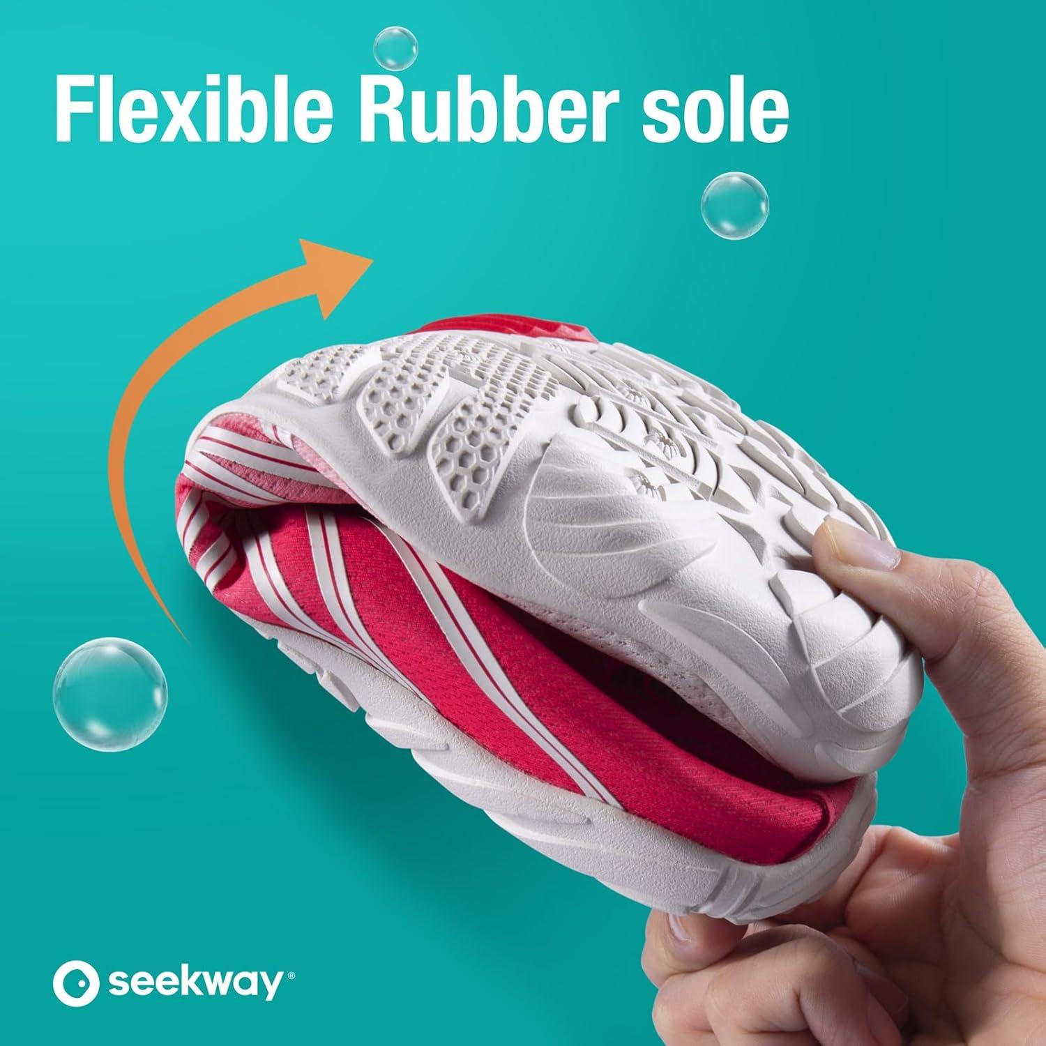 imageSEEKWAY Water Shoes Men Women Adult QuickDry Aqua Sock Barefoot for Beach Swim River Pool Lake Hiking Kayaking Surfing1j419 Gradient Rose White