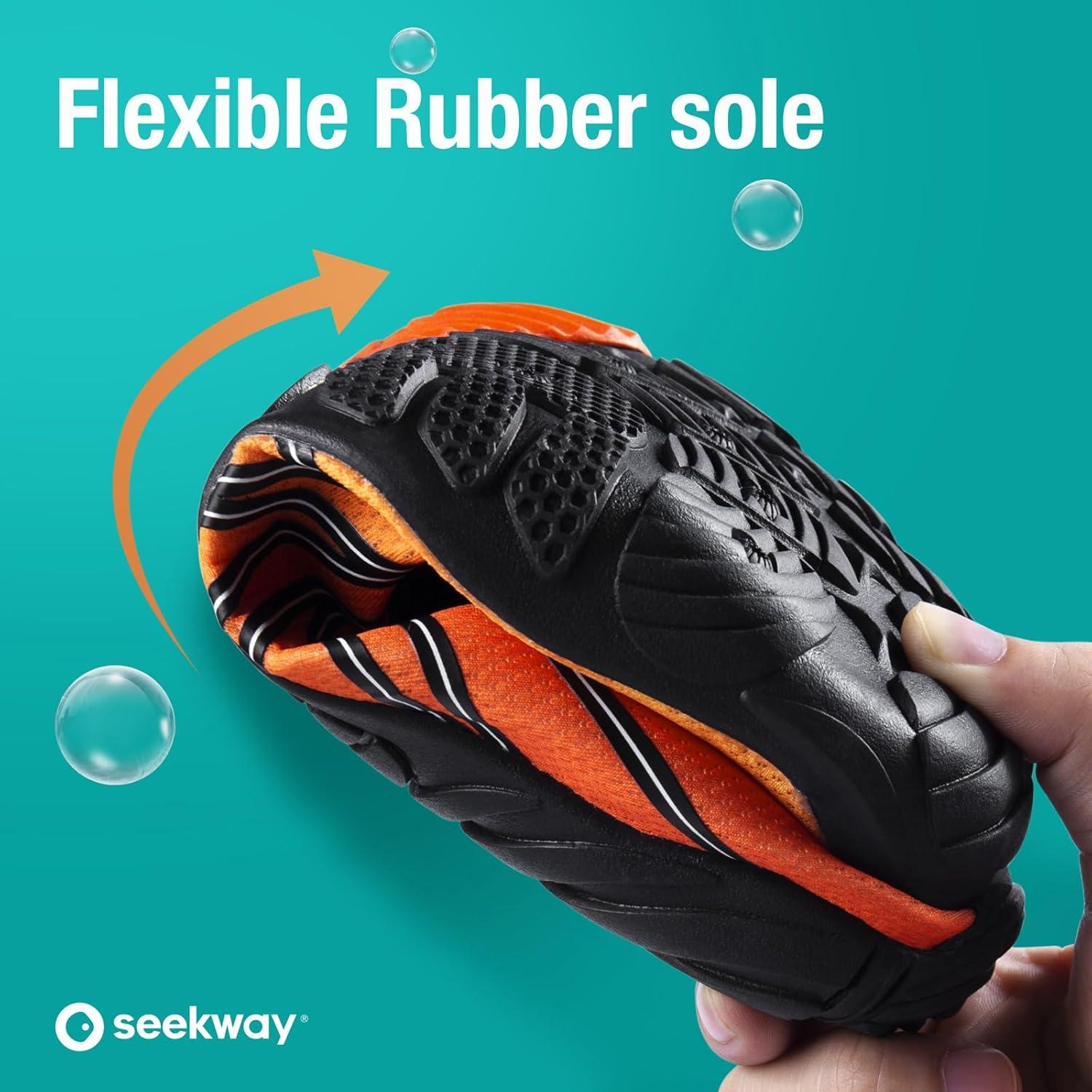 imageSEEKWAY Water Shoes Men Women Adult QuickDry Aqua Sock Barefoot for Beach Swim River Pool Lake Hiking Kayaking Surfing1k420 Gradient Orange Yellow