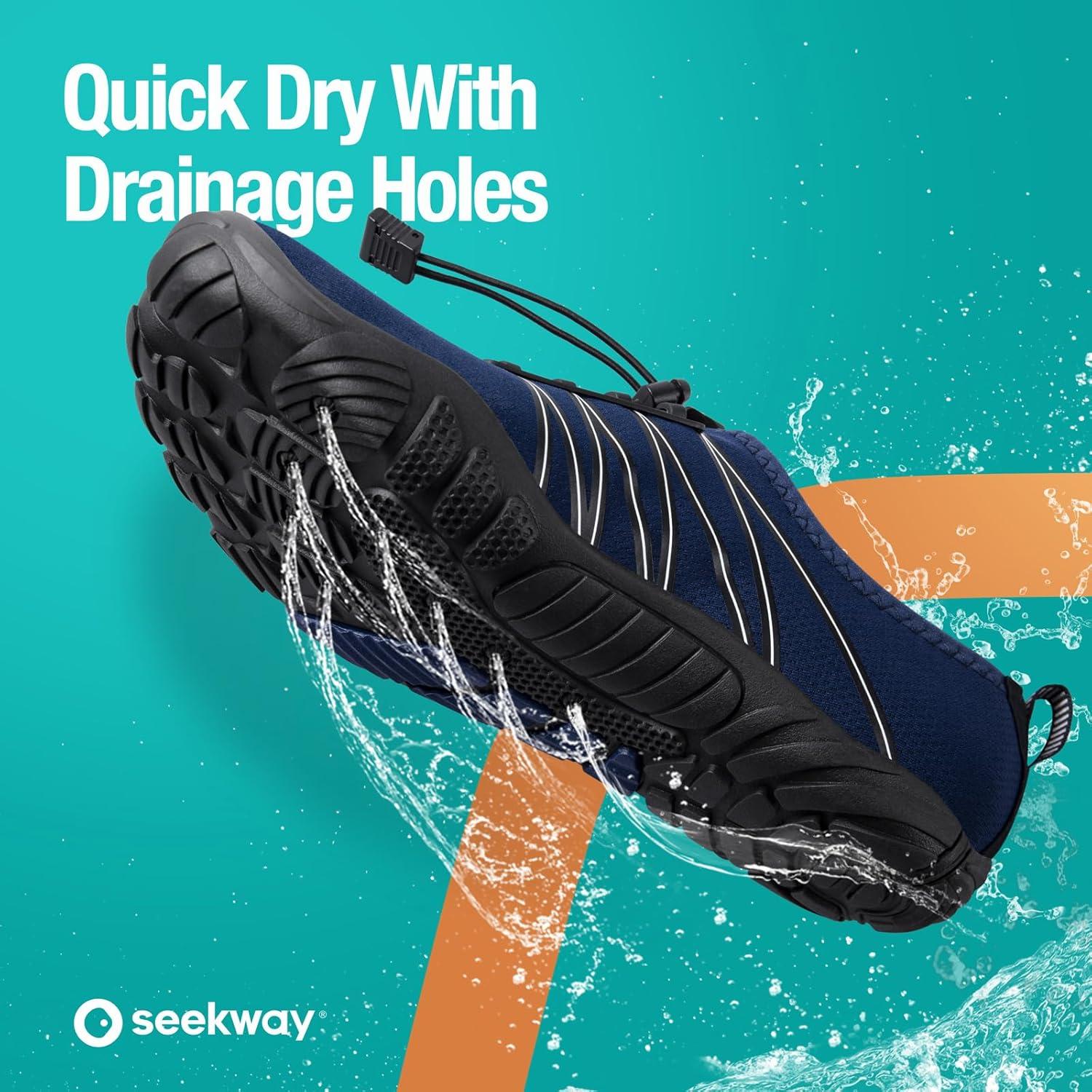 imageSEEKWAY Water Shoes Men Women Adult QuickDry Aqua Sock Barefoot for Beach Swim River Pool Lake Hiking Kayaking Surfing1l424 Dark Blue