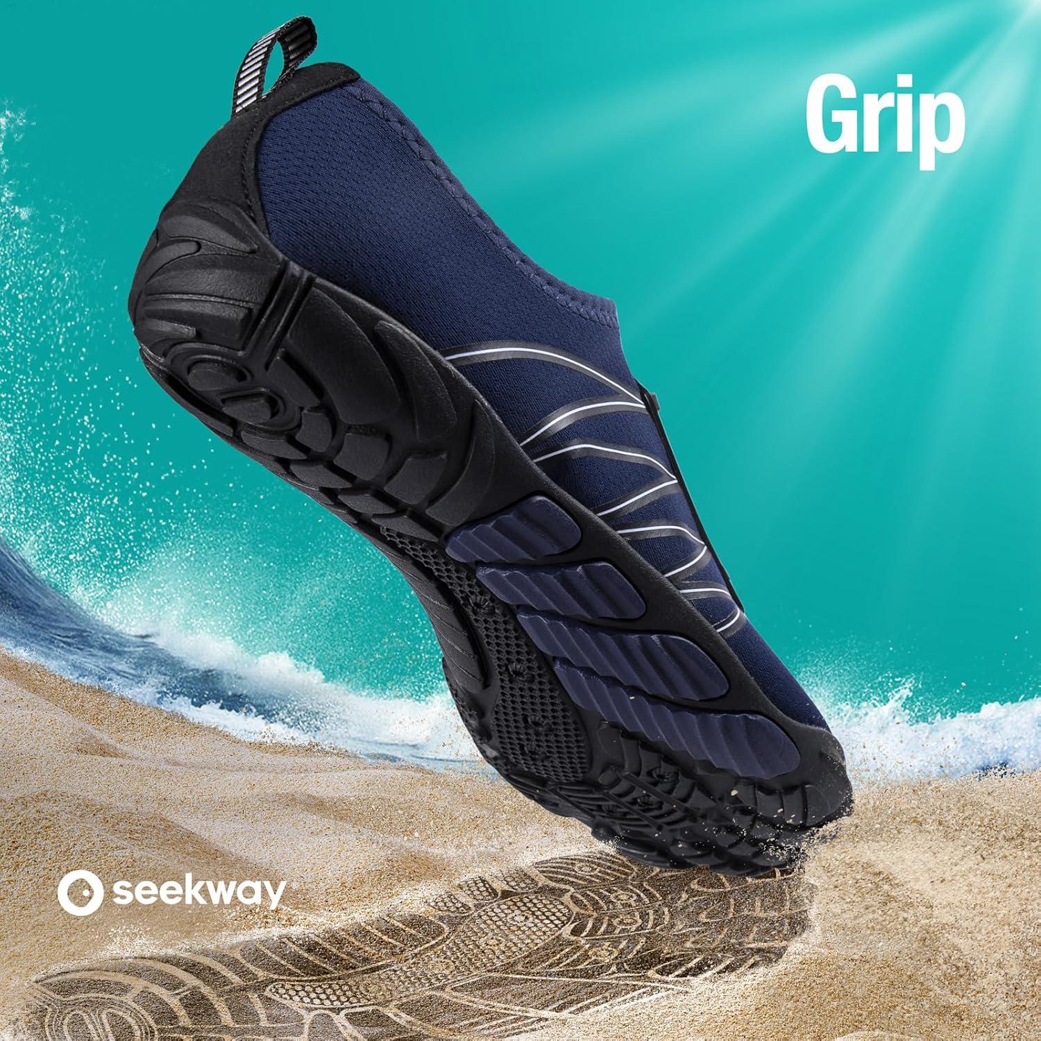 imageSEEKWAY Water Shoes Men Women Adult QuickDry Aqua Sock Barefoot for Beach Swim River Pool Lake Hiking Kayaking Surfing1l424 Dark Blue