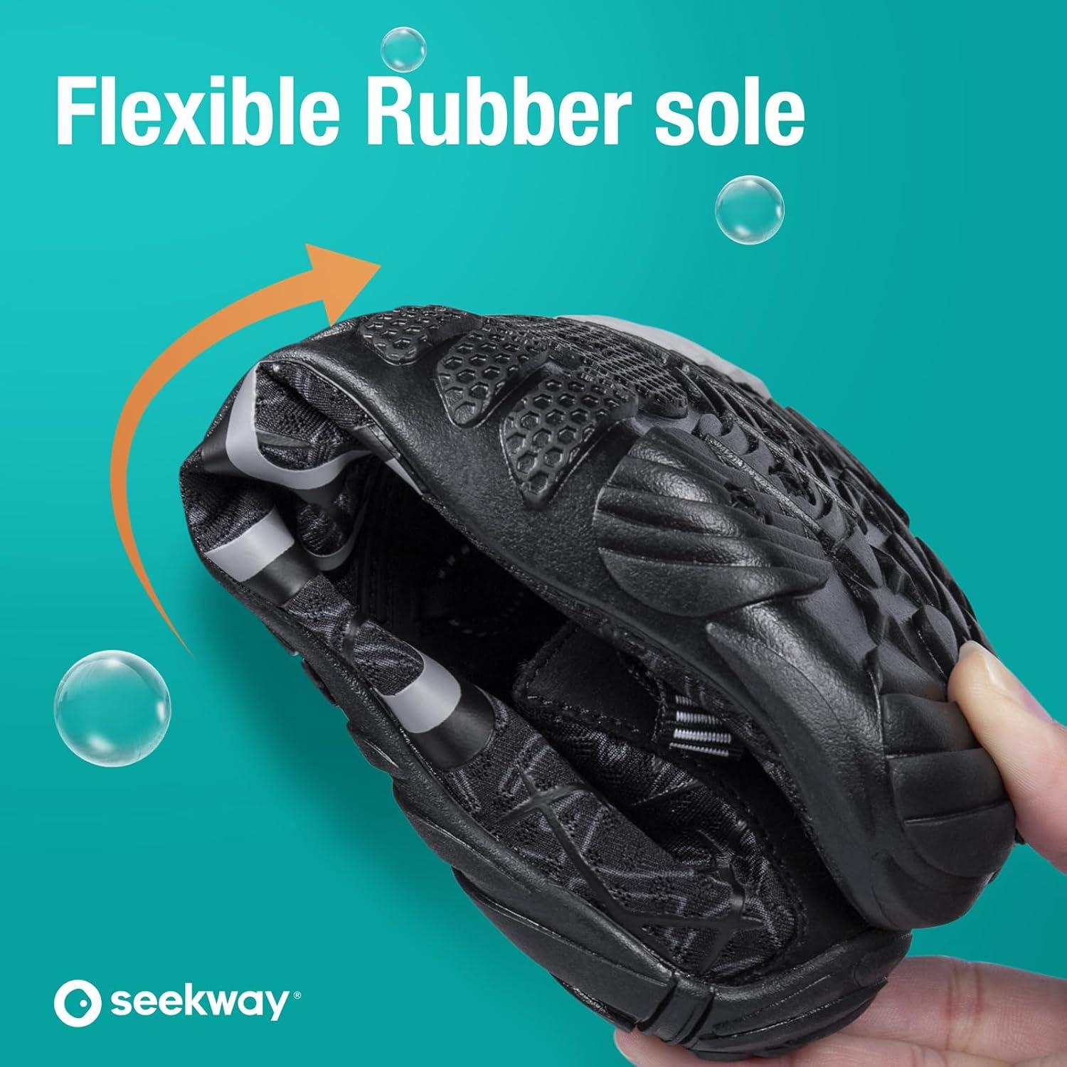 imageSEEKWAY Water Shoes Men Women Adult QuickDry Aqua Sock Barefoot for Beach Swim River Pool Lake Hiking Kayaking Surfing1o506 Black