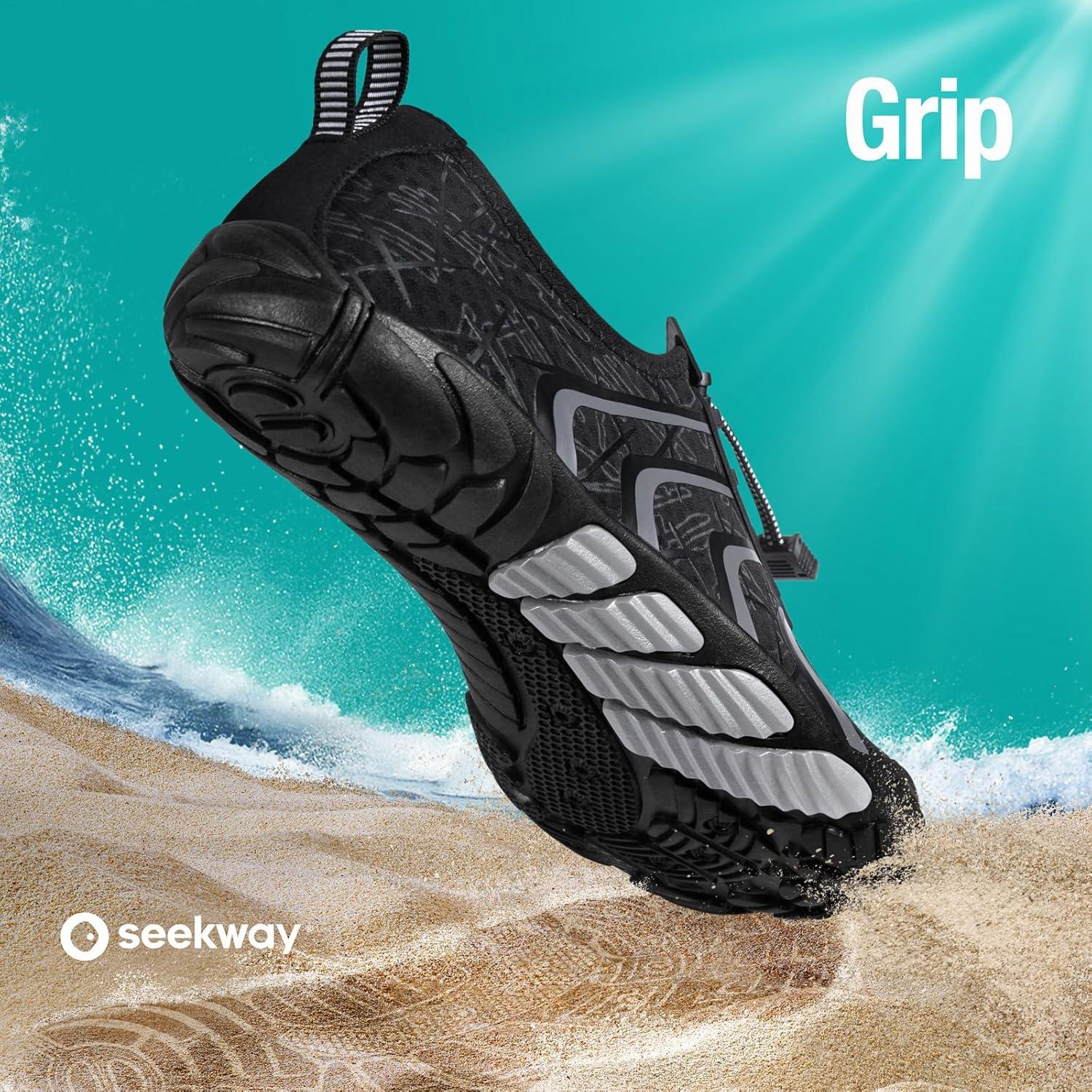 imageSEEKWAY Water Shoes Men Women Adult QuickDry Aqua Sock Barefoot for Beach Swim River Pool Lake Hiking Kayaking Surfing1o506 Black