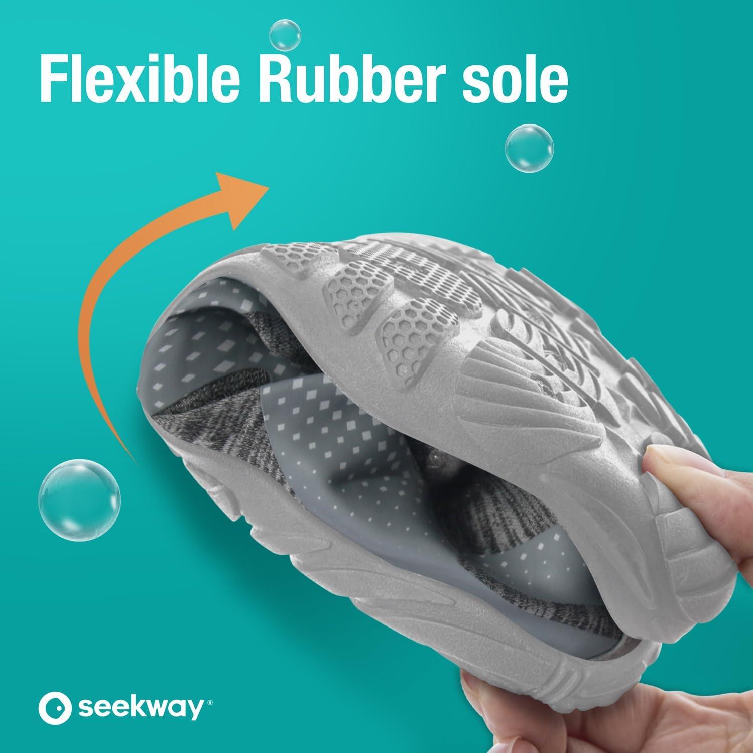 imageSEEKWAY Water Shoes Men Women Adult QuickDry Aqua Sock Barefoot for Beach Swim River Pool Lake Hiking Kayaking Surfing2cab056 Gray White