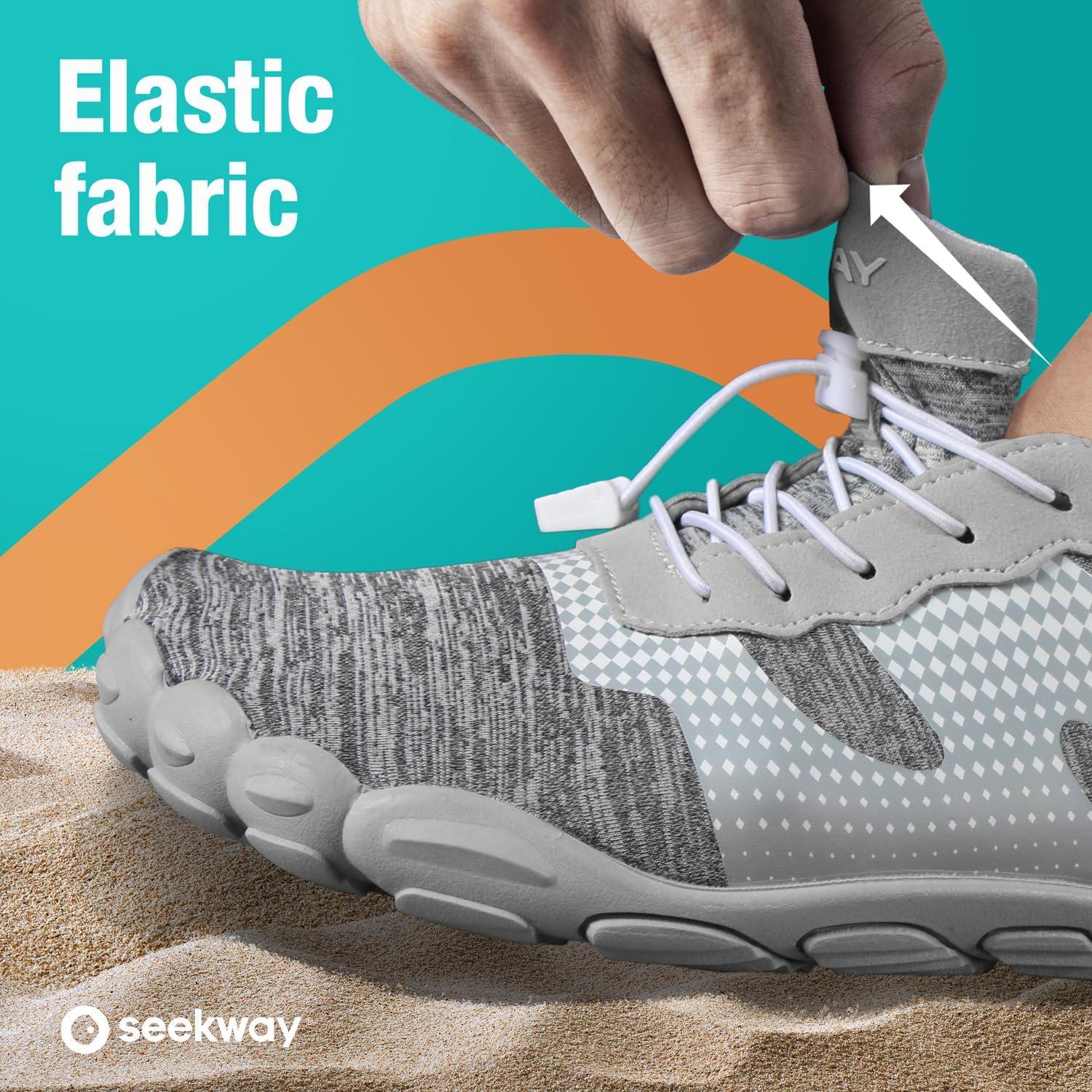 imageSEEKWAY Water Shoes Men Women Adult QuickDry Aqua Sock Barefoot for Beach Swim River Pool Lake Hiking Kayaking Surfing2cab056 Gray White