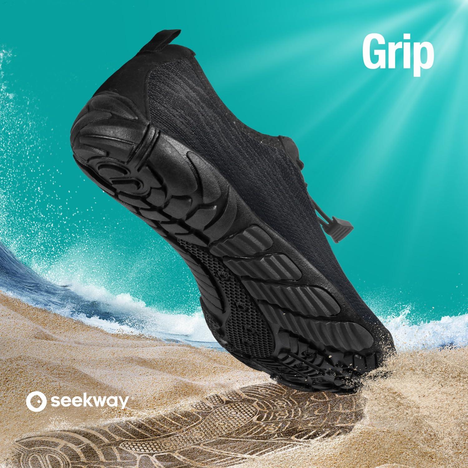 imageSEEKWAY Water Shoes Men Women Adult QuickDry Aqua Sock Barefoot for Beach Swim River Pool Lake Hiking Kayaking Surfing2dab001 Black