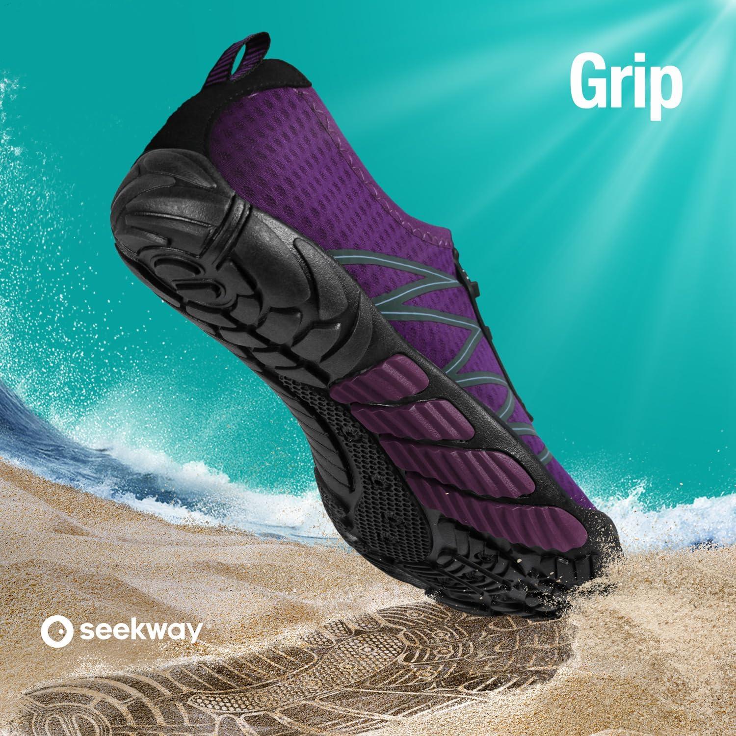 imageSEEKWAY Water Shoes Men Women Adult QuickDry Aqua Sock Barefoot for Beach Swim River Pool Lake Hiking Kayaking Surfing3e408 Purple
