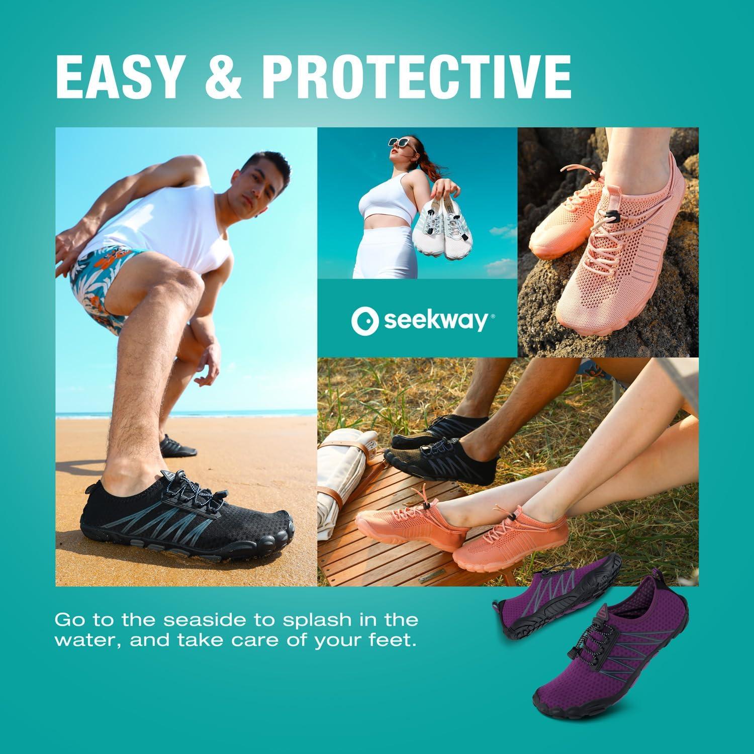 imageSEEKWAY Water Shoes Men Women Adult QuickDry Aqua Sock Barefoot for Beach Swim River Pool Lake Hiking Kayaking Surfing3e408 Purple