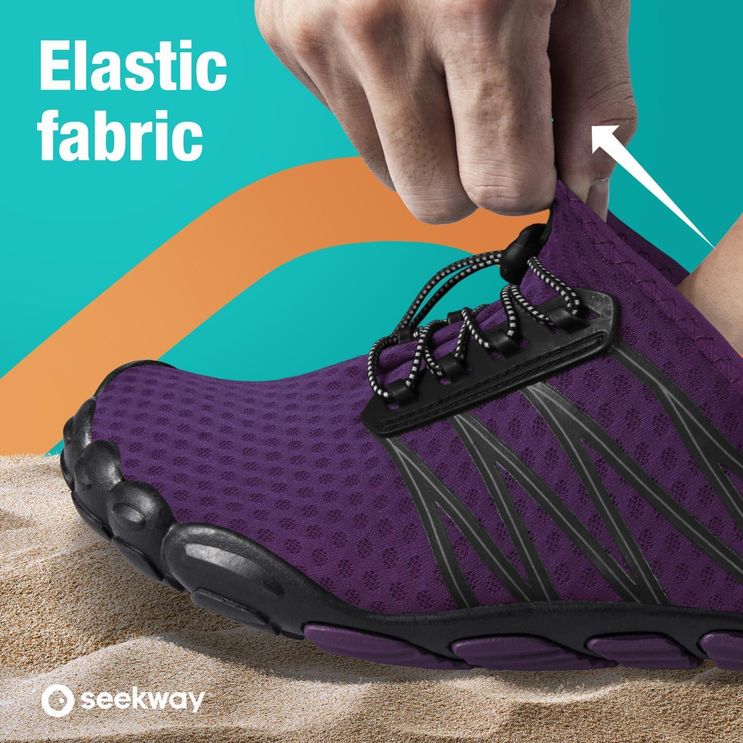 imageSEEKWAY Water Shoes Men Women Adult QuickDry Aqua Sock Barefoot for Beach Swim River Pool Lake Hiking Kayaking Surfing3e408 Purple