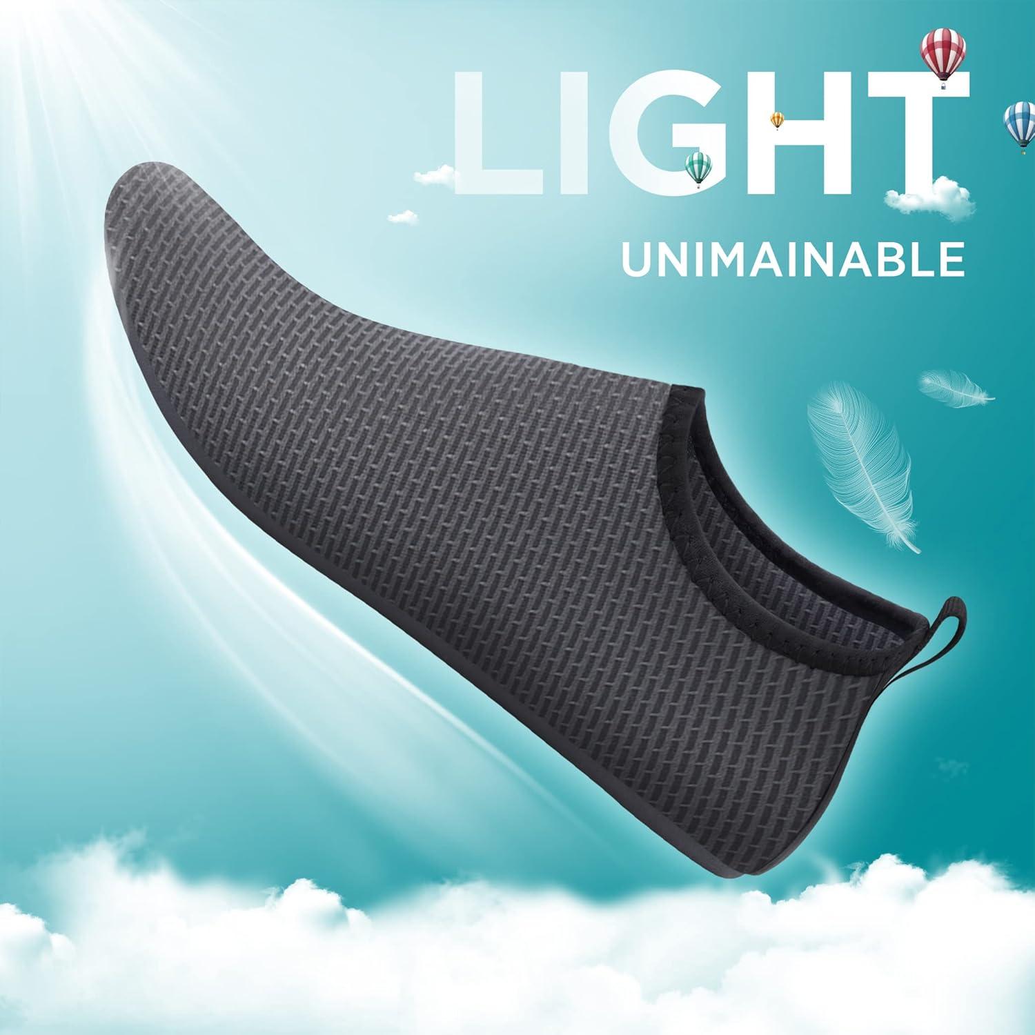 imageSEEKWAY Water Shoes QuickDry Aqua Socks Barefoot Slipon for Beach Pool Swim River Yoga Lake Surf Women Men Black SK0012bwave Grey