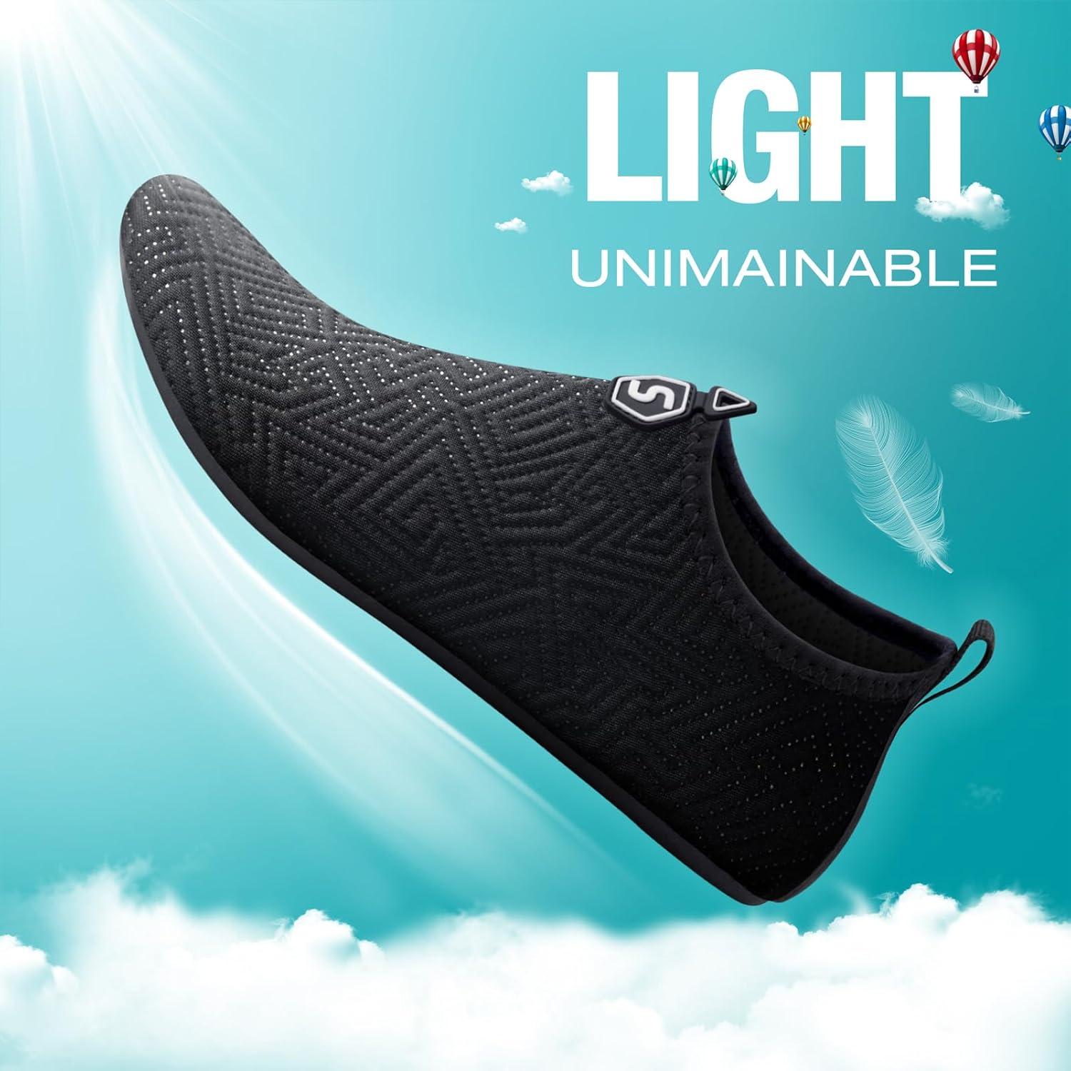 imageSEEKWAY Water Shoes QuickDry Aqua Socks Barefoot Slipon for Beach Pool Swim River Yoga Lake Surf Women Men Black SK0013a741 Black