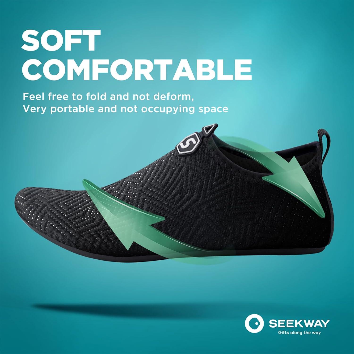 imageSEEKWAY Water Shoes QuickDry Aqua Socks Barefoot Slipon for Beach Pool Swim River Yoga Lake Surf Women Men Black SK0013a741 Black