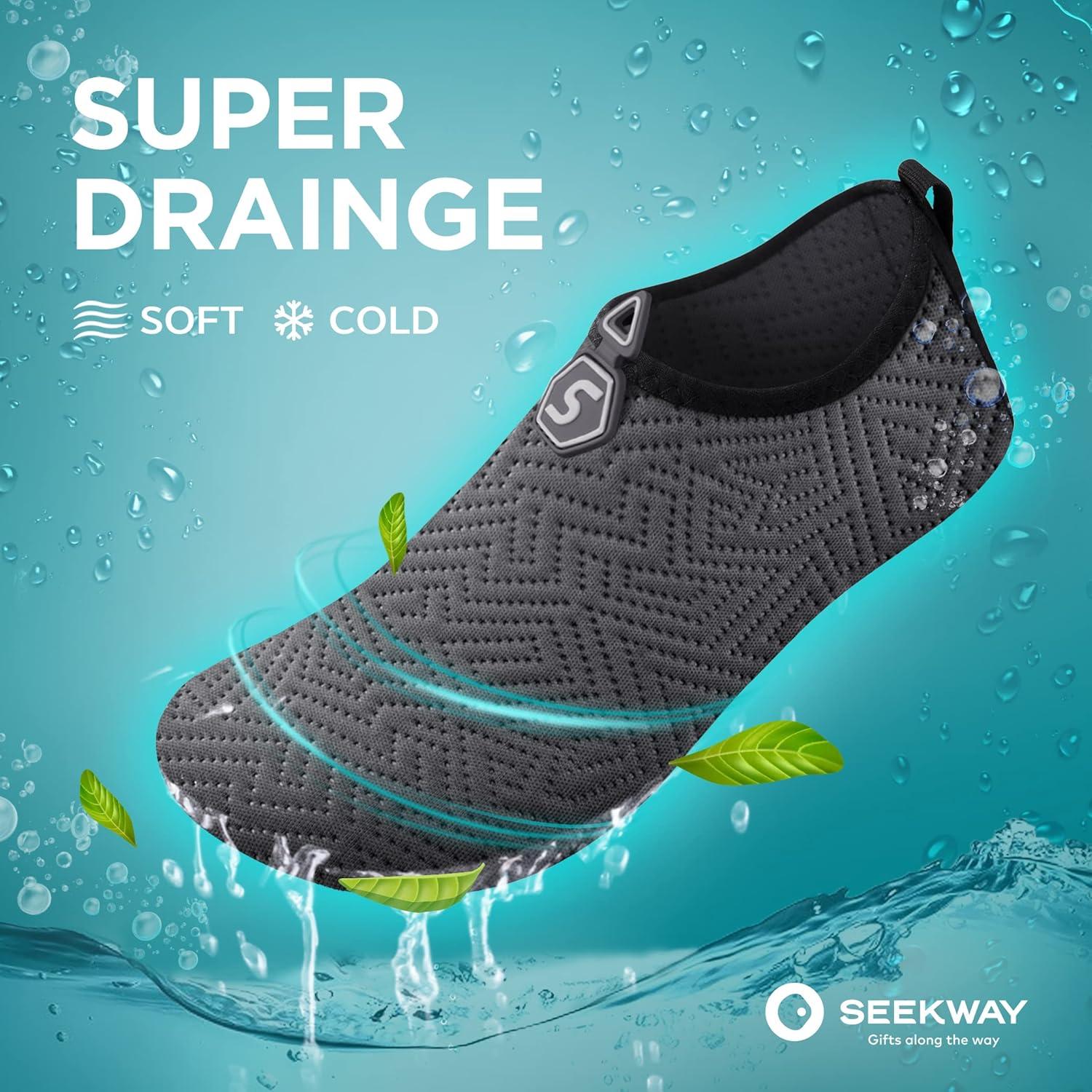 imageSEEKWAY Water Shoes QuickDry Aqua Socks Barefoot Slipon for Beach Pool Swim River Yoga Lake Surf Women Men Black SK0013b742 Gray