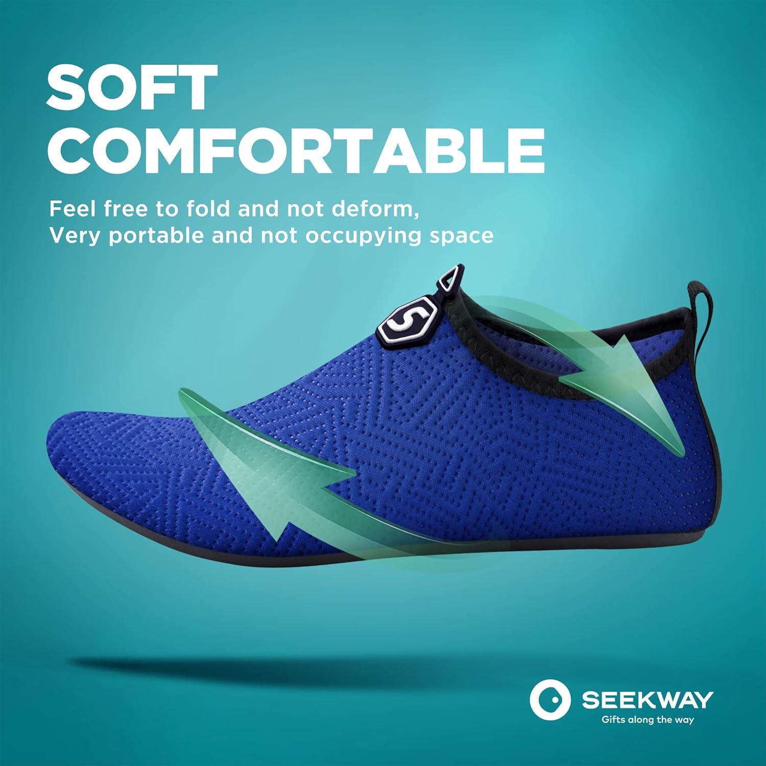 imageSEEKWAY Water Shoes QuickDry Aqua Socks Barefoot Slipon for Beach Pool Swim River Yoga Lake Surf Women Men Black SK0013c743 Blue