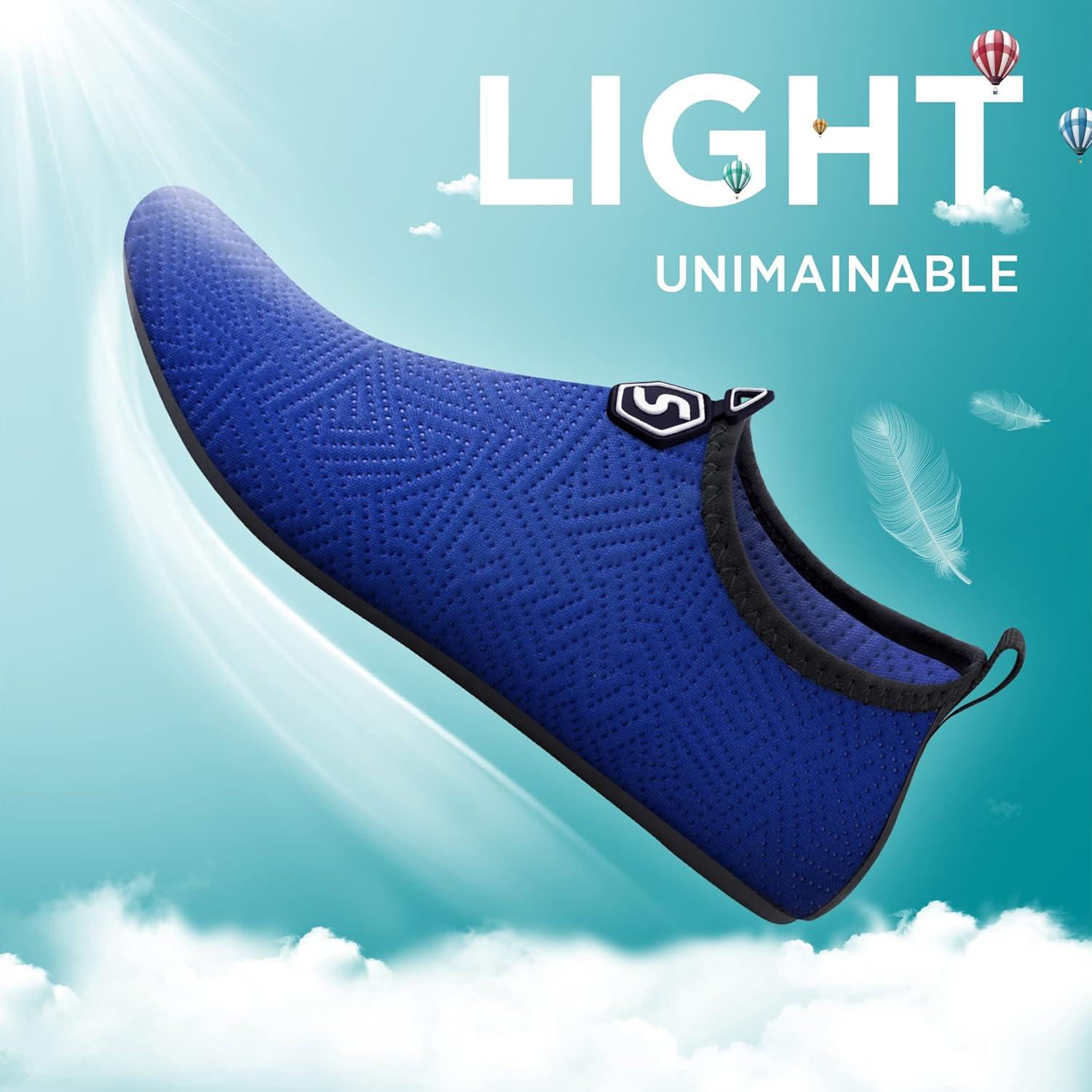 imageSEEKWAY Water Shoes QuickDry Aqua Socks Barefoot Slipon for Beach Pool Swim River Yoga Lake Surf Women Men Black SK0013c743 Blue