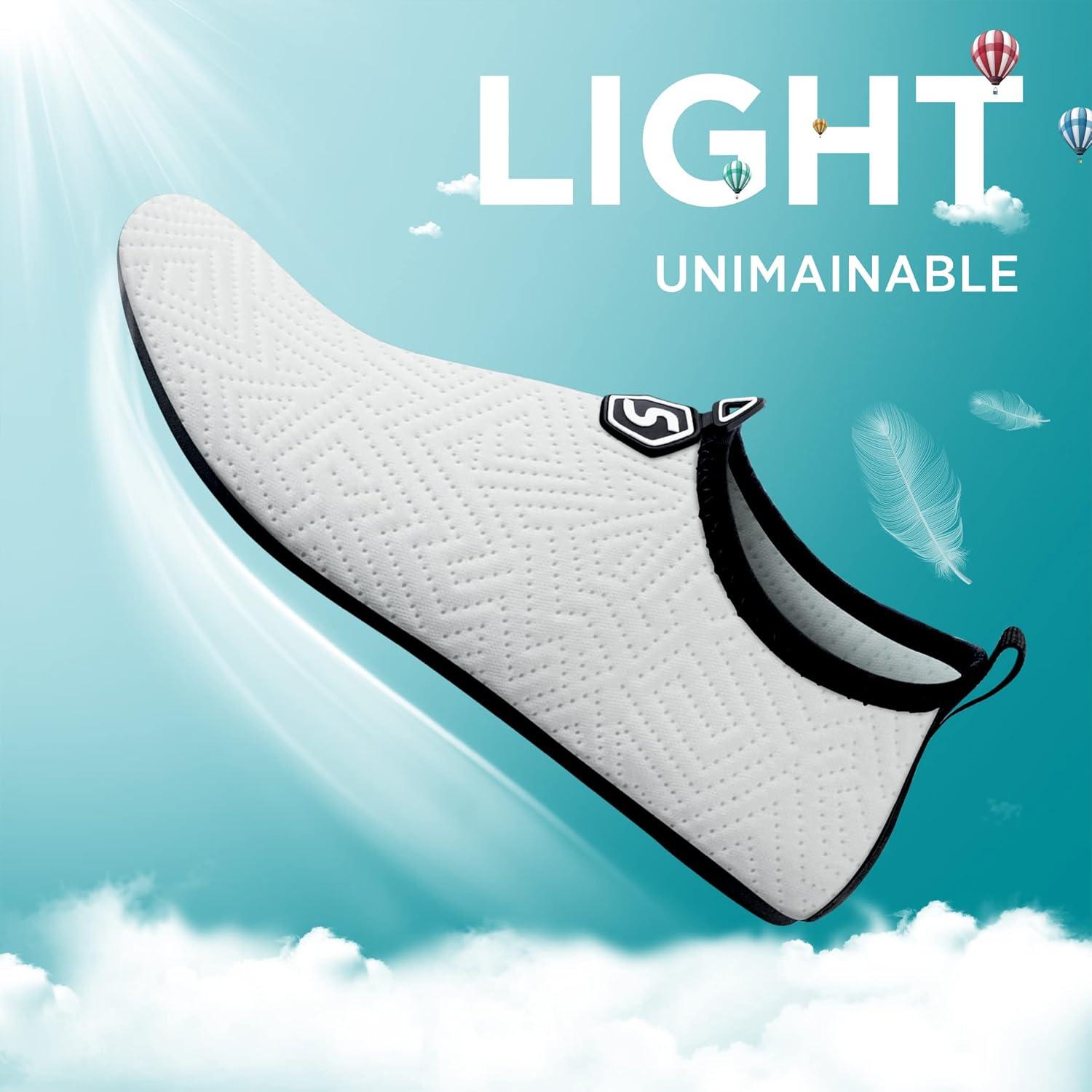 imageSEEKWAY Water Shoes QuickDry Aqua Socks Barefoot Slipon for Beach Pool Swim River Yoga Lake Surf Women Men Black SK0013d744 White