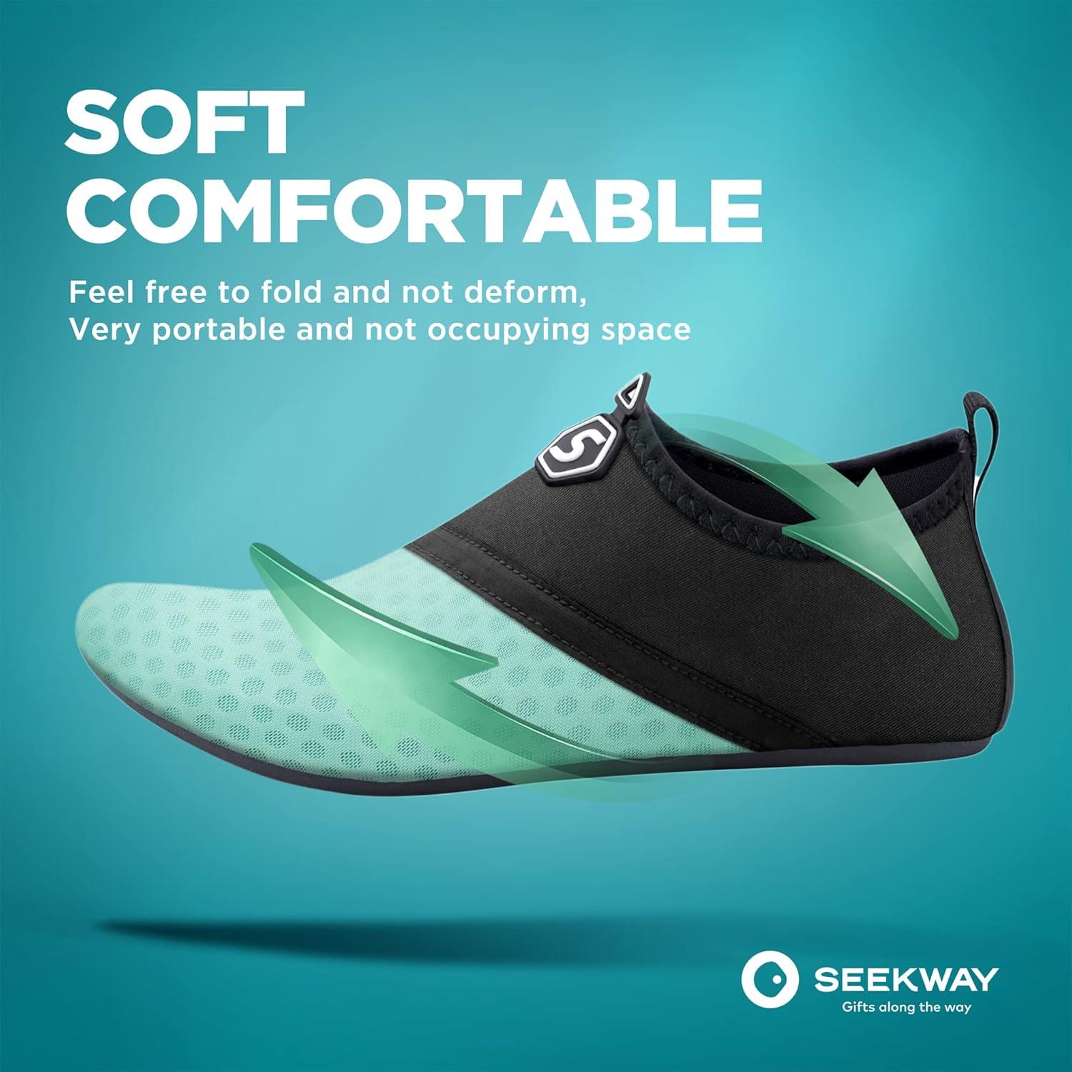 imageSEEKWAY Water Shoes QuickDry Aqua Socks Barefoot Slipon for Beach Pool Swim River Yoga Lake Surf Women Men Black SK0013f787 Green
