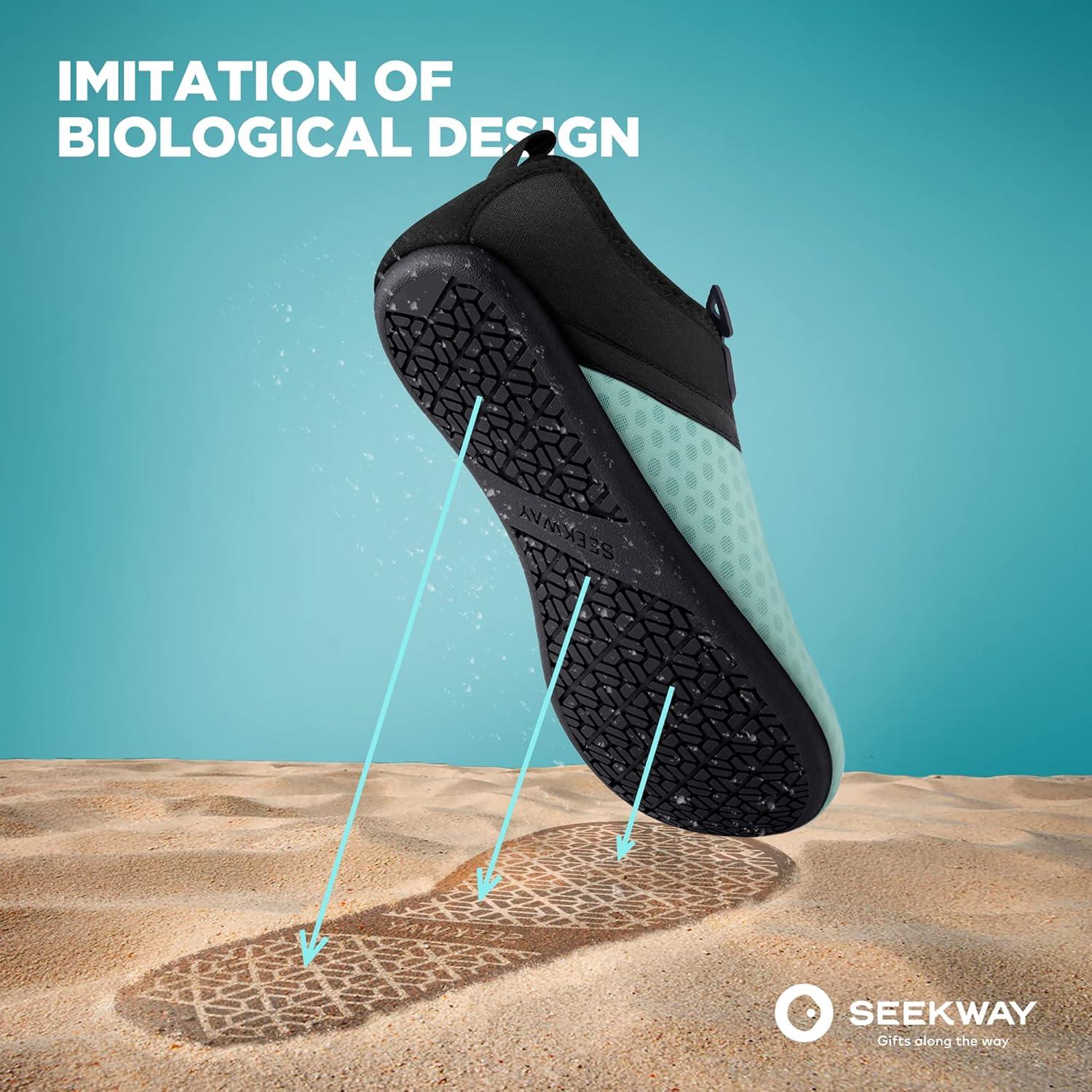 imageSEEKWAY Water Shoes QuickDry Aqua Socks Barefoot Slipon for Beach Pool Swim River Yoga Lake Surf Women Men Black SK0013f787 Green