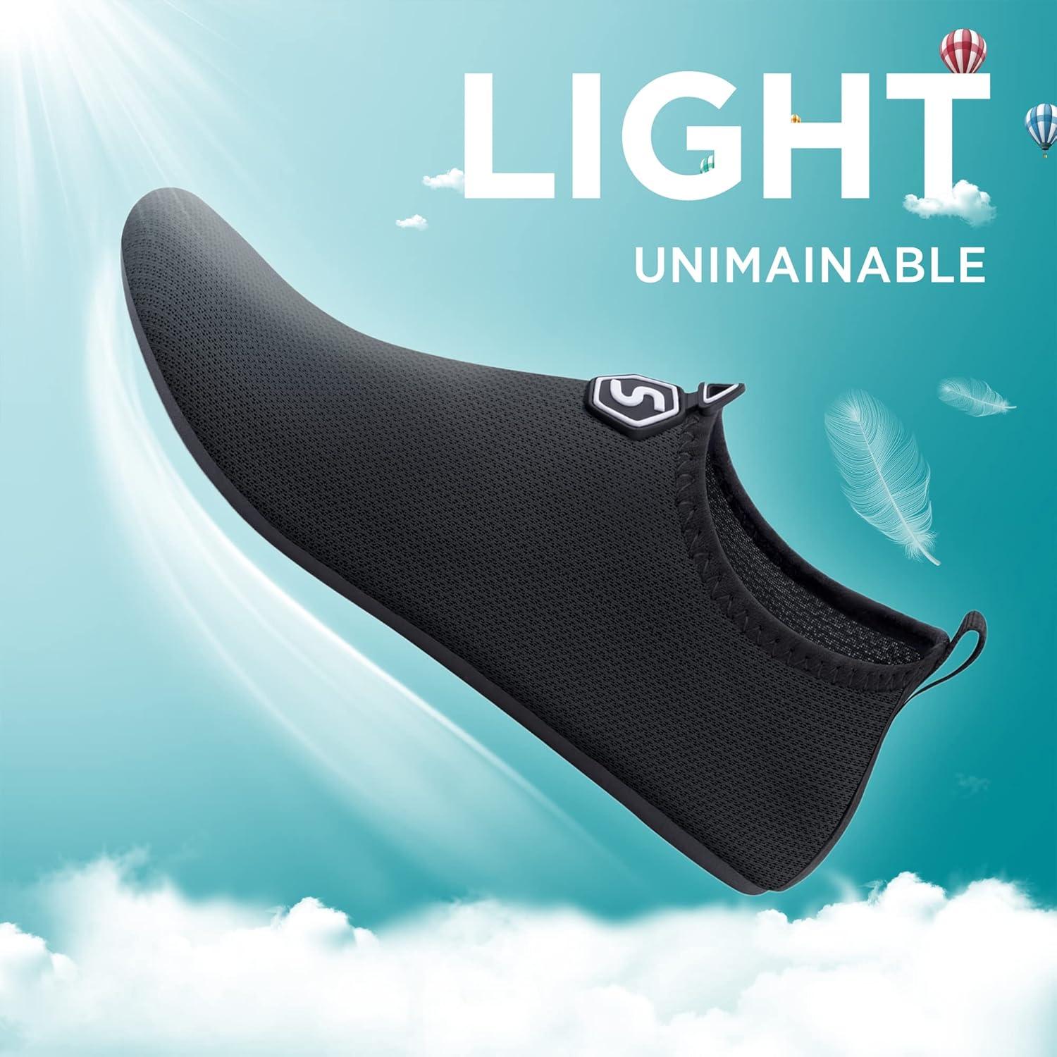 imageSEEKWAY Water Shoes QuickDry Aqua Socks Barefoot Slipon for Beach Pool Swim River Yoga Lake Surf Women Men Black SK0014adrop Black