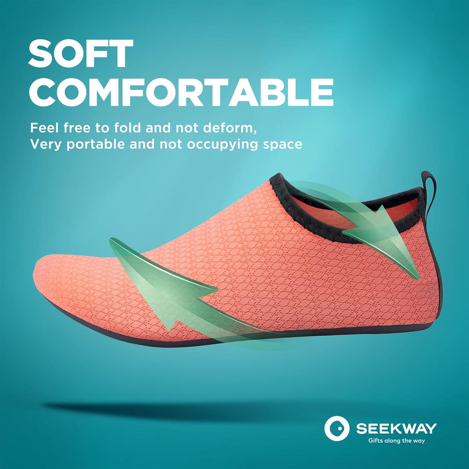 imageSEEKWAY Water Shoes QuickDry Aqua Socks Barefoot Slipon for Beach Pool Swim River Yoga Lake Surf Women Men Black SK0015ccetus Pink