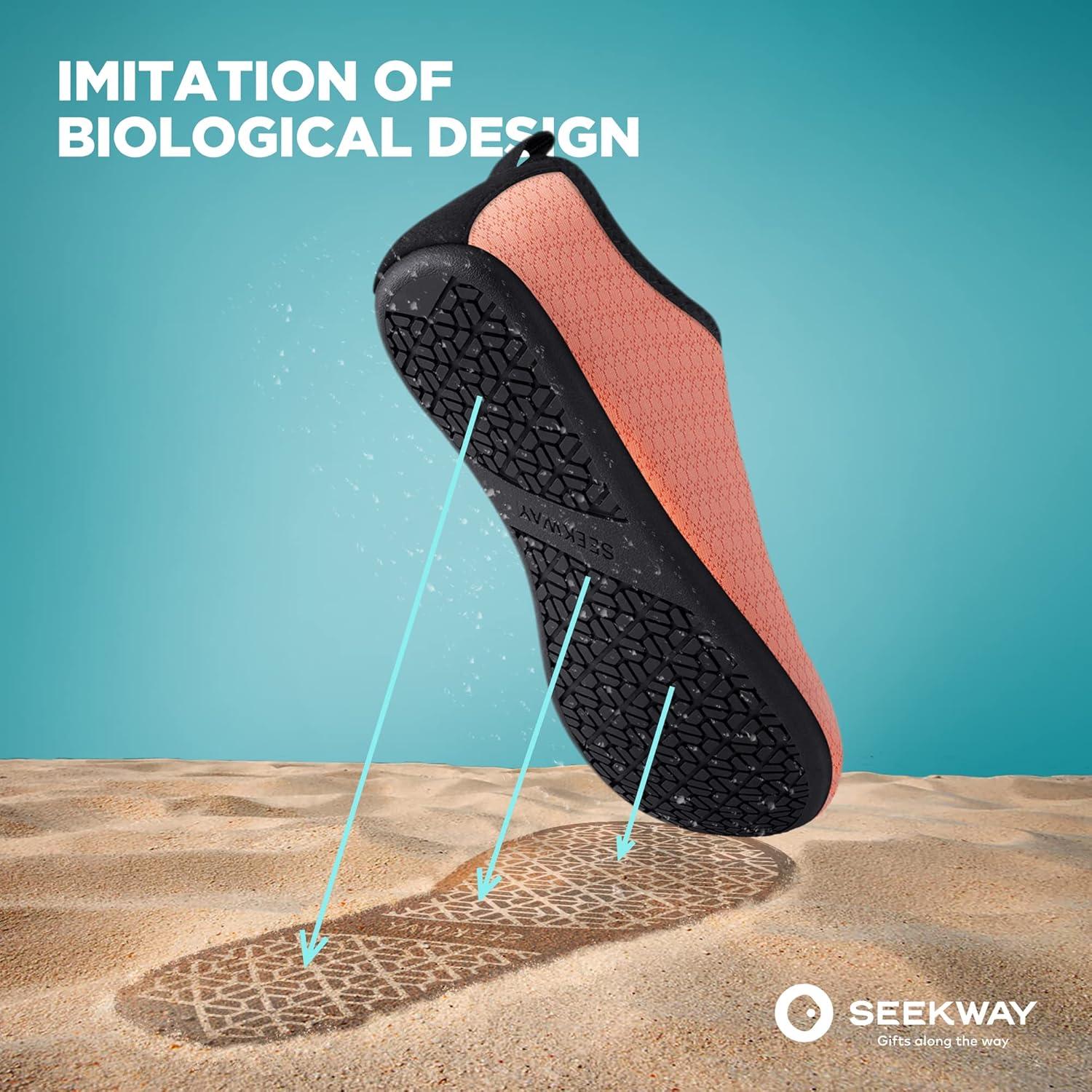 imageSEEKWAY Water Shoes QuickDry Aqua Socks Barefoot Slipon for Beach Pool Swim River Yoga Lake Surf Women Men Black SK0015ccetus Pink