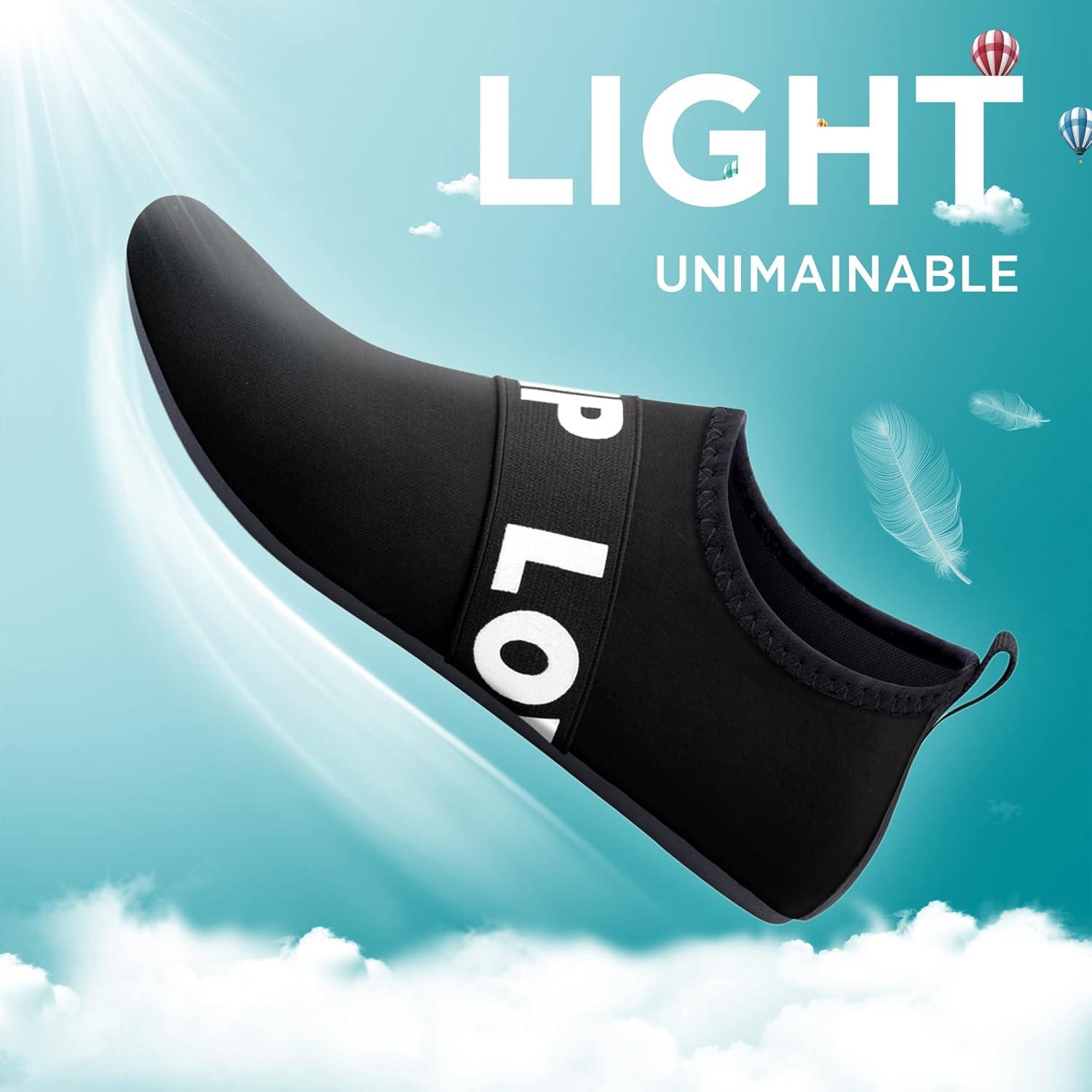 imageSEEKWAY Water Shoes QuickDry Aqua Socks Barefoot Slipon for Beach Pool Swim River Yoga Lake Surf Women Men Black SK0016cbelt B1ack White