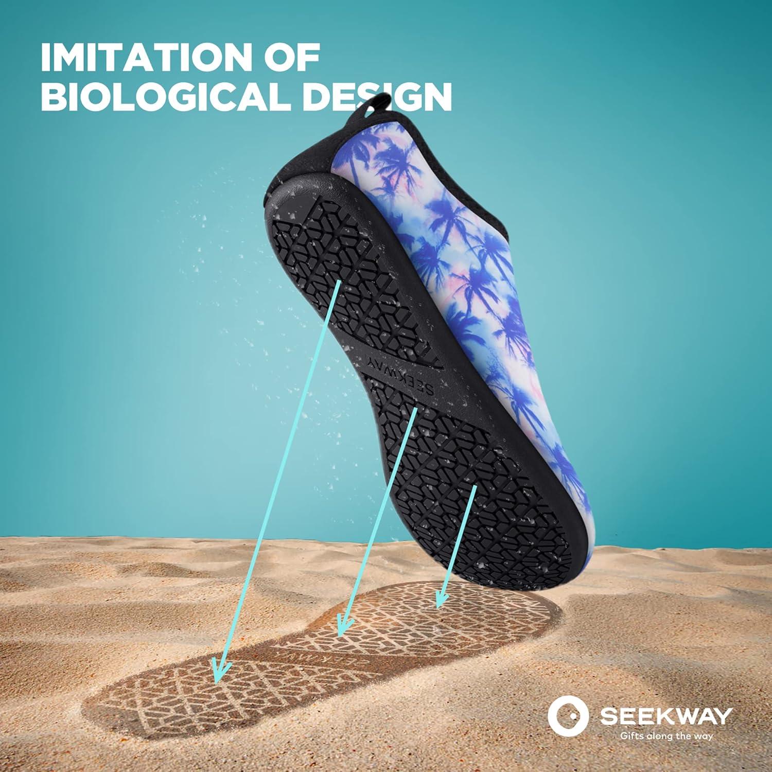 imageSEEKWAY Water Shoes QuickDry Aqua Socks Barefoot Slipon for Beach Pool Swim River Yoga Lake Surf Women Men Black SK0017bccoconut