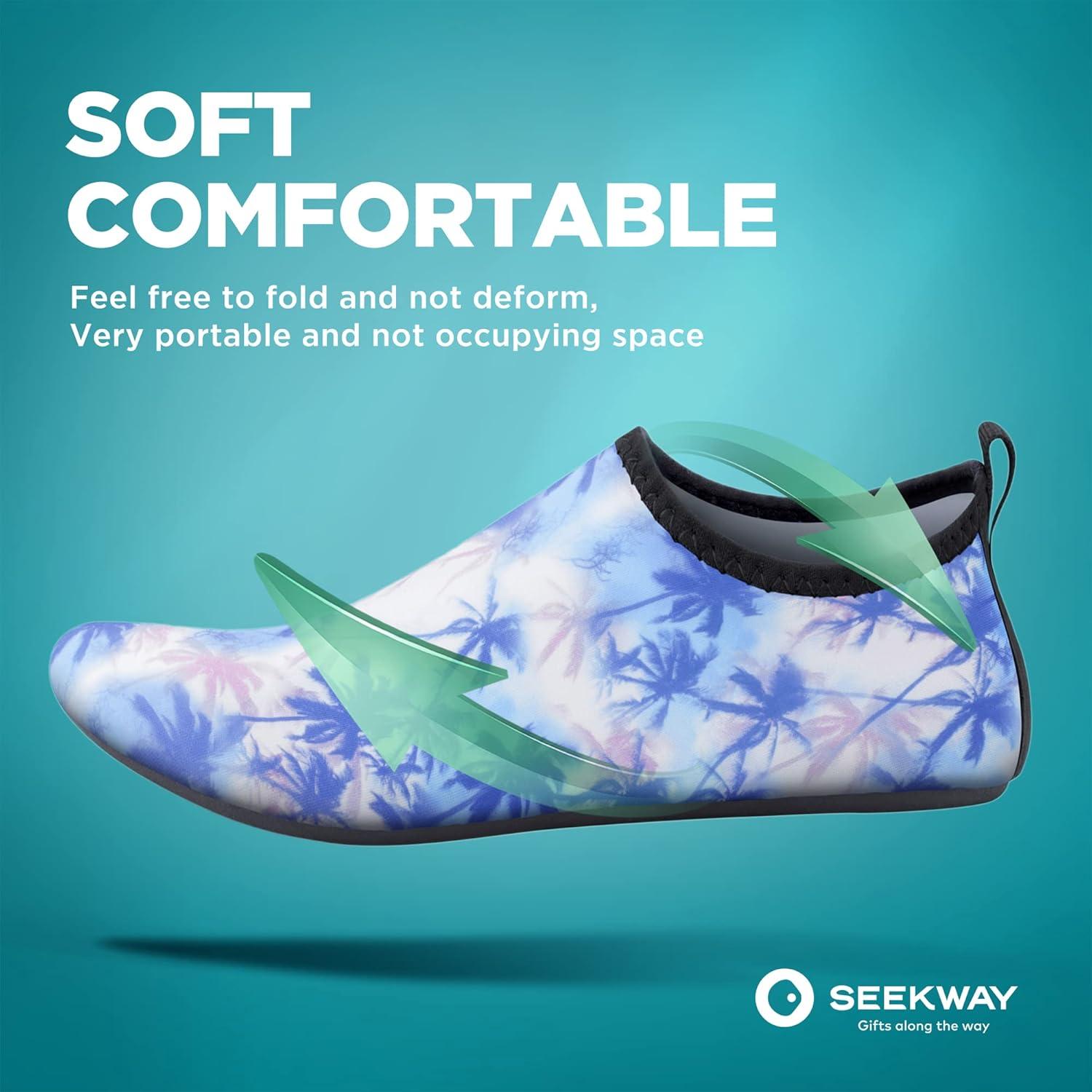 imageSEEKWAY Water Shoes QuickDry Aqua Socks Barefoot Slipon for Beach Pool Swim River Yoga Lake Surf Women Men Black SK0017bccoconut
