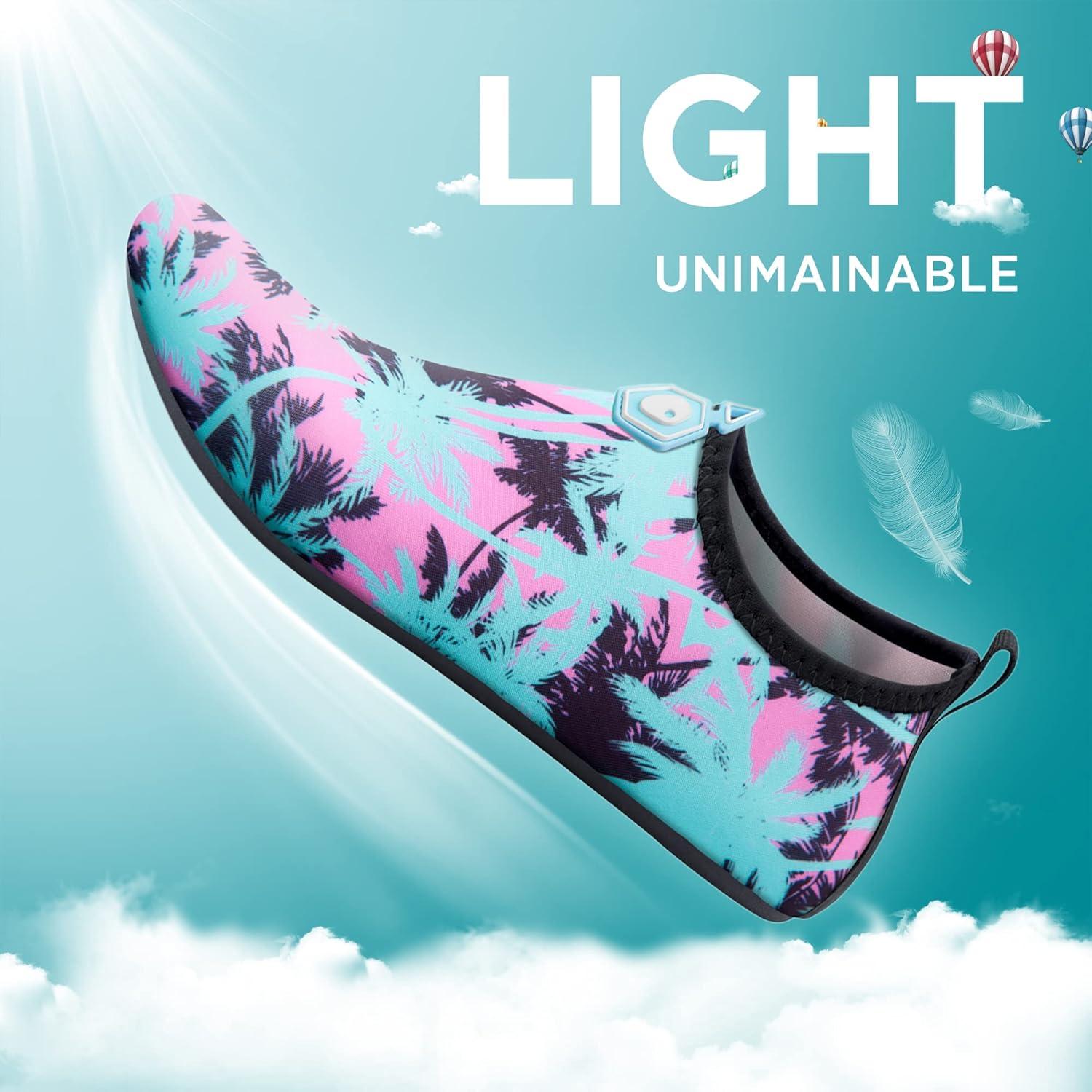 imageSEEKWAY Water Shoes QuickDry Aqua Socks Barefoot Slipon for Beach Pool Swim River Yoga Lake Surf Women Men Black SK0017bdcoconut Tree
