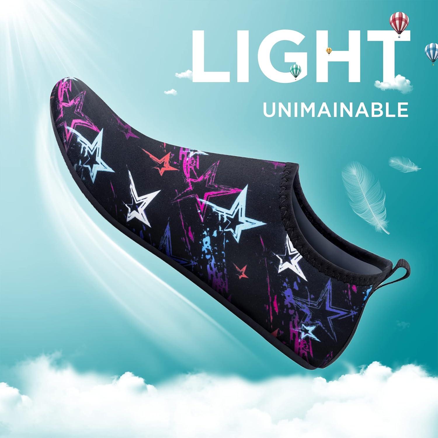 imageSEEKWAY Water Shoes QuickDry Aqua Socks Barefoot Slipon for Beach Pool Swim River Yoga Lake Surf Women Men Black SK0017castar