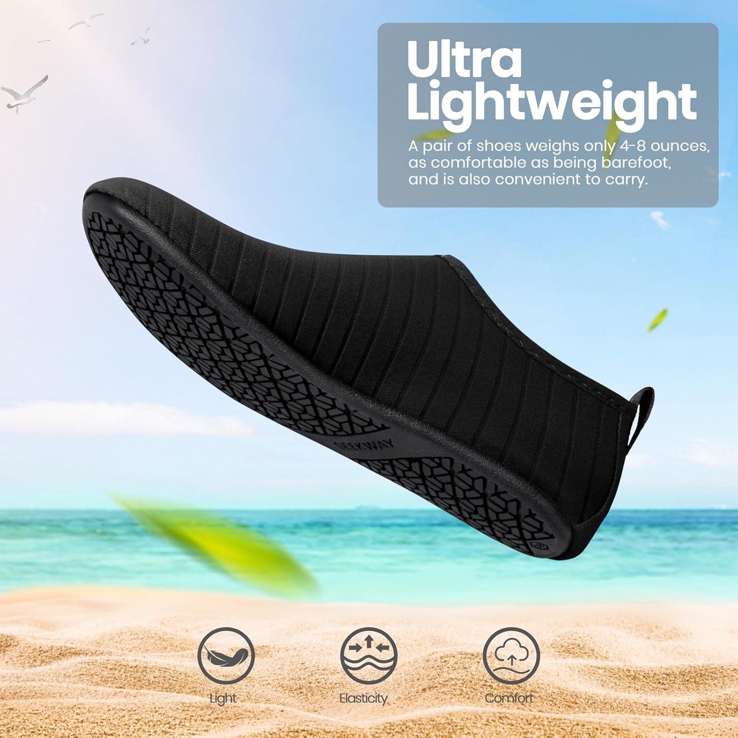 imageSEEKWAY Water Shoes Women Men Adult QuickDry Aqua Socks Barefoot Non Slip for Beach Swim River Pool Lake surf Black SK002U1astripe Black2