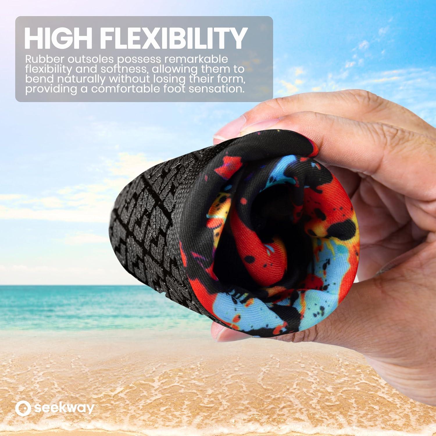 imageSEEKWAY Water Shoes Women Men Adult QuickDry Aqua Socks Barefoot Non Slip for Beach Swim River Pool Lake surf Black SK002U2a1281 Painted Tiedye