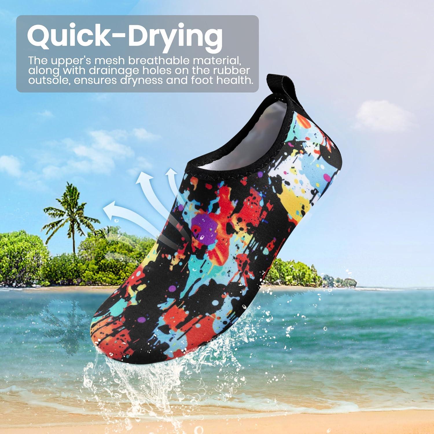 imageSEEKWAY Water Shoes Women Men Adult QuickDry Aqua Socks Barefoot Non Slip for Beach Swim River Pool Lake surf Black SK002U2a1281 Painted Tiedye