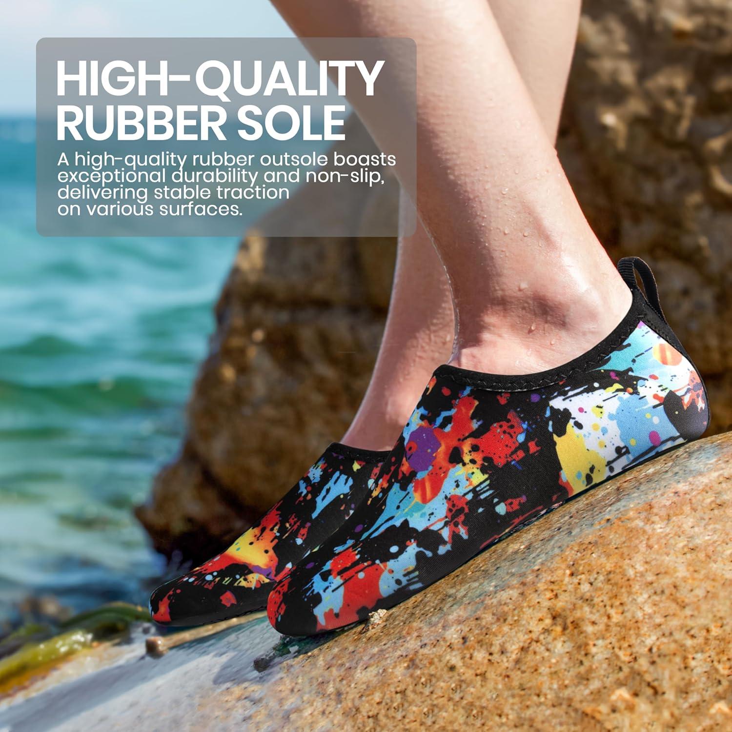 imageSEEKWAY Water Shoes Women Men Adult QuickDry Aqua Socks Barefoot Non Slip for Beach Swim River Pool Lake surf Black SK002U2a1281 Painted Tiedye
