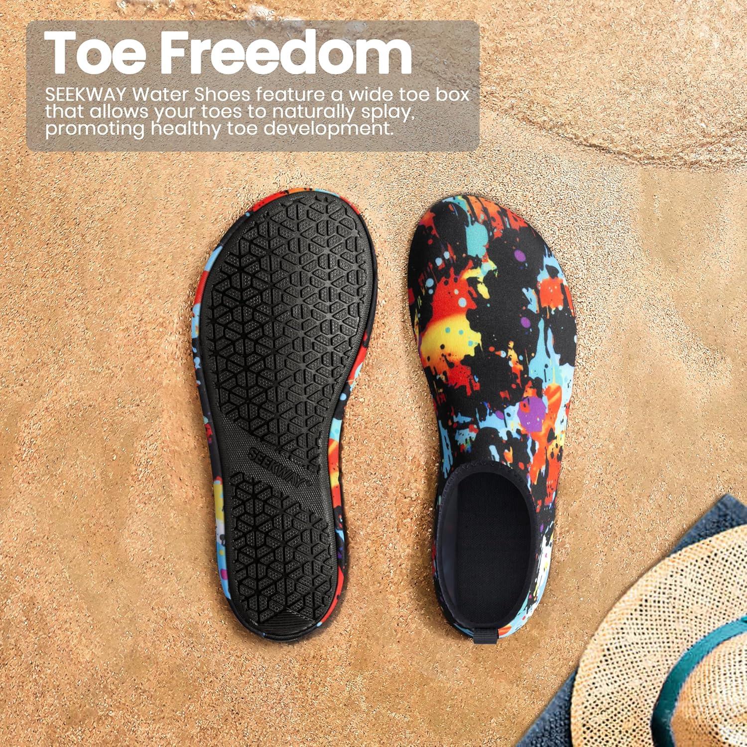 imageSEEKWAY Water Shoes Women Men Adult QuickDry Aqua Socks Barefoot Non Slip for Beach Swim River Pool Lake surf Black SK002U2a1281 Painted Tiedye