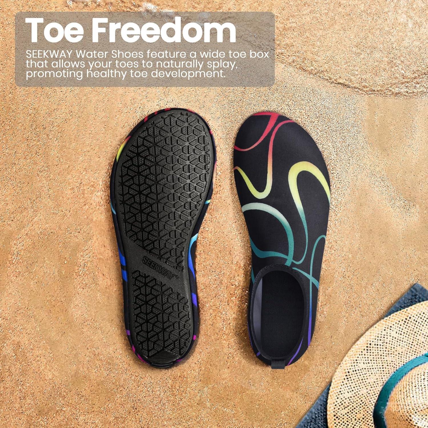 imageSEEKWAY Water Shoes Women Men Adult QuickDry Aqua Socks Barefoot Non Slip for Beach Swim River Pool Lake surf Black SK002U2c1172 Watermarks