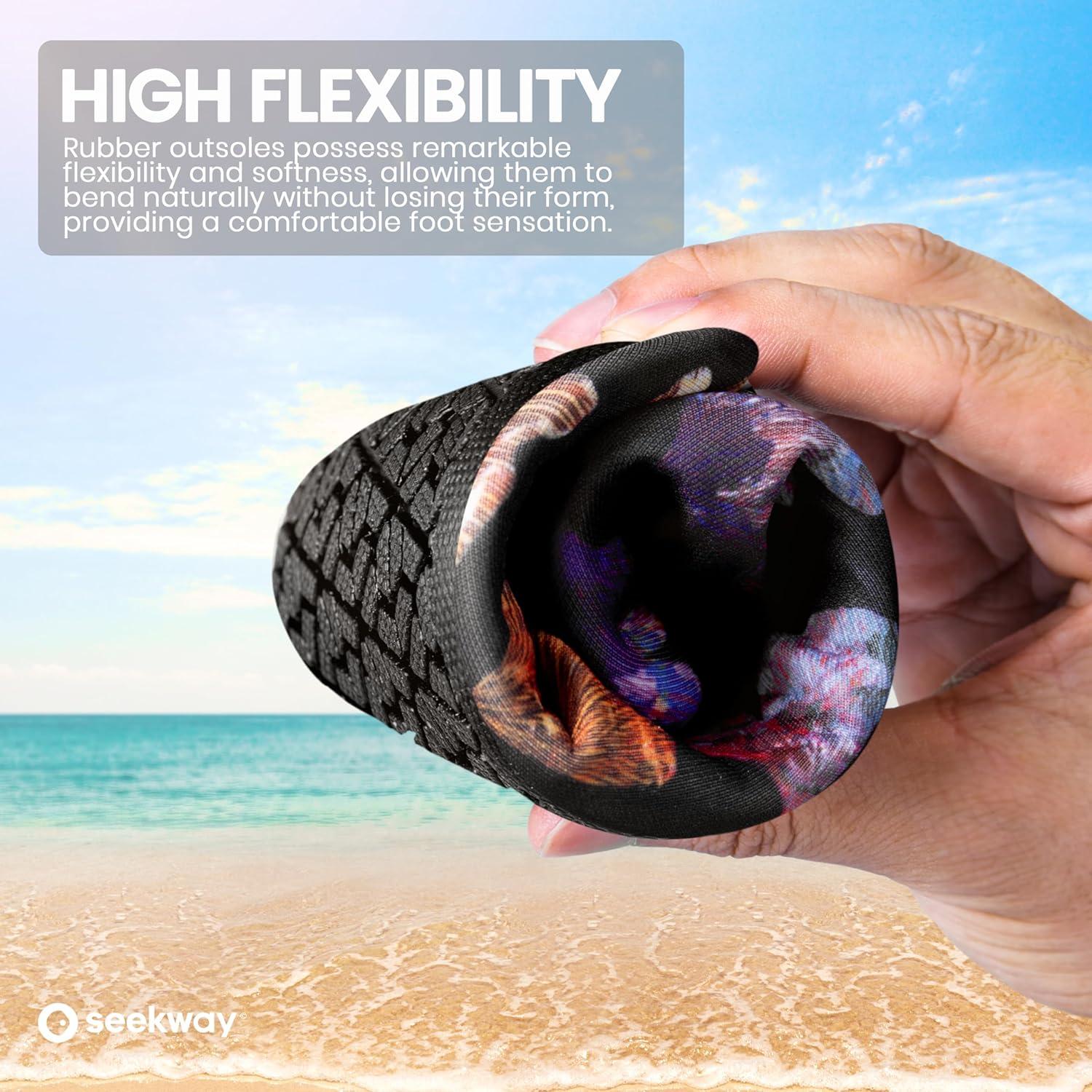 imageSEEKWAY Water Shoes Women Men Adult QuickDry Aqua Socks Barefoot Non Slip for Beach Swim River Pool Lake surf Black SK002U2d1294 Ginkgo Leaf