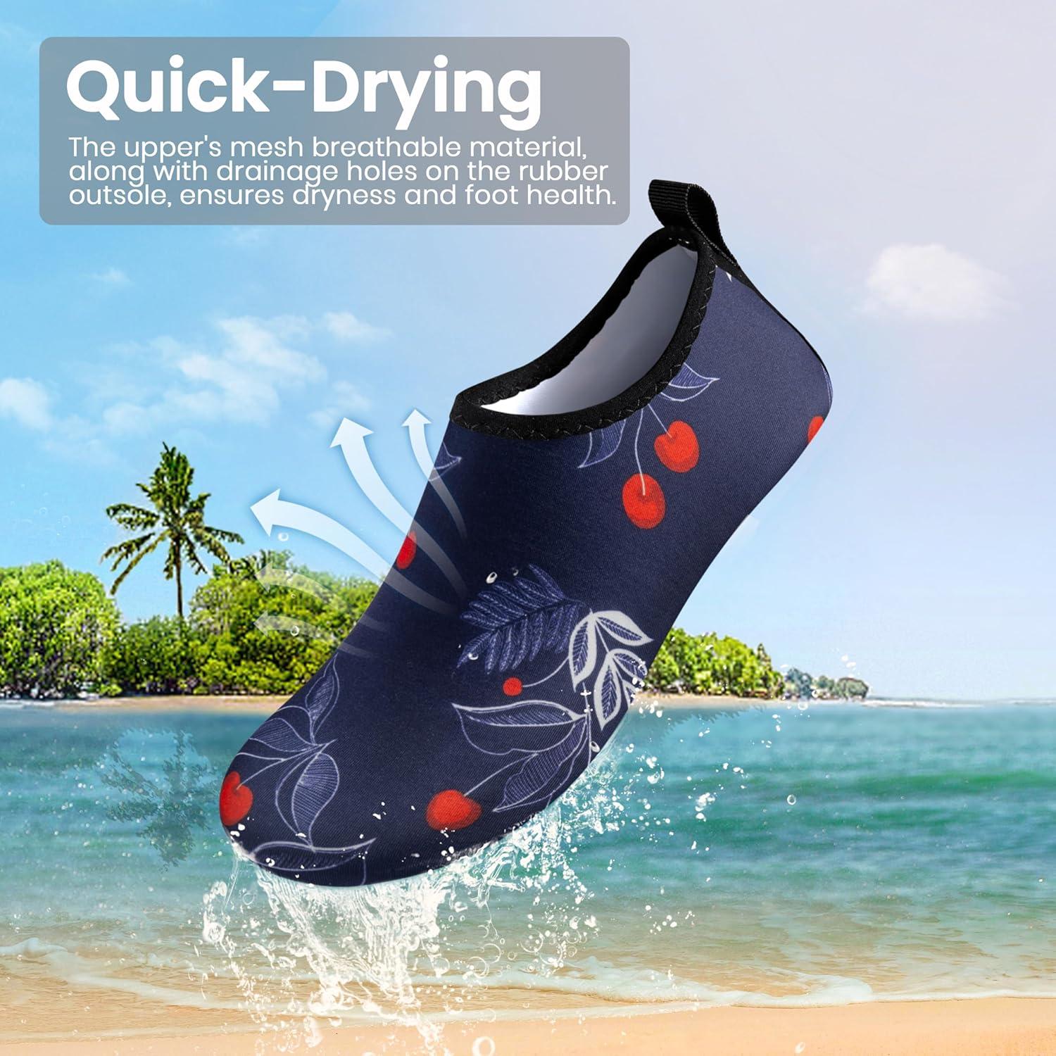 imageSEEKWAY Water Shoes Women Men Adult QuickDry Aqua Socks Barefoot Non Slip for Beach Swim River Pool Lake surf Black SK002U2f1371 Cherrim